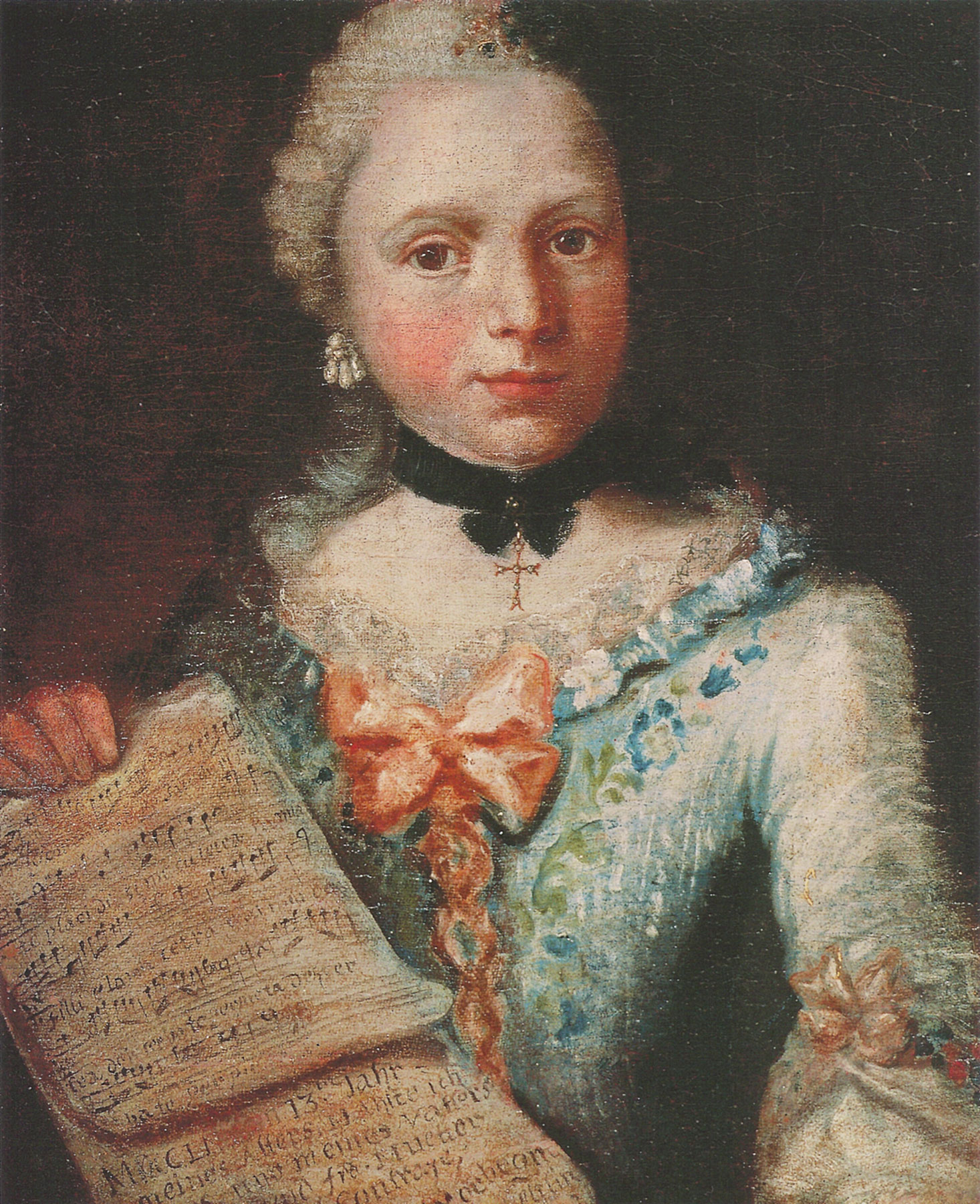 Angelika Kauffmann, Autoritratto con spartito (1753; olio su tela, 49,5 x 40,5 cm; Innsbruck; Tiroler Landesmuseen)
