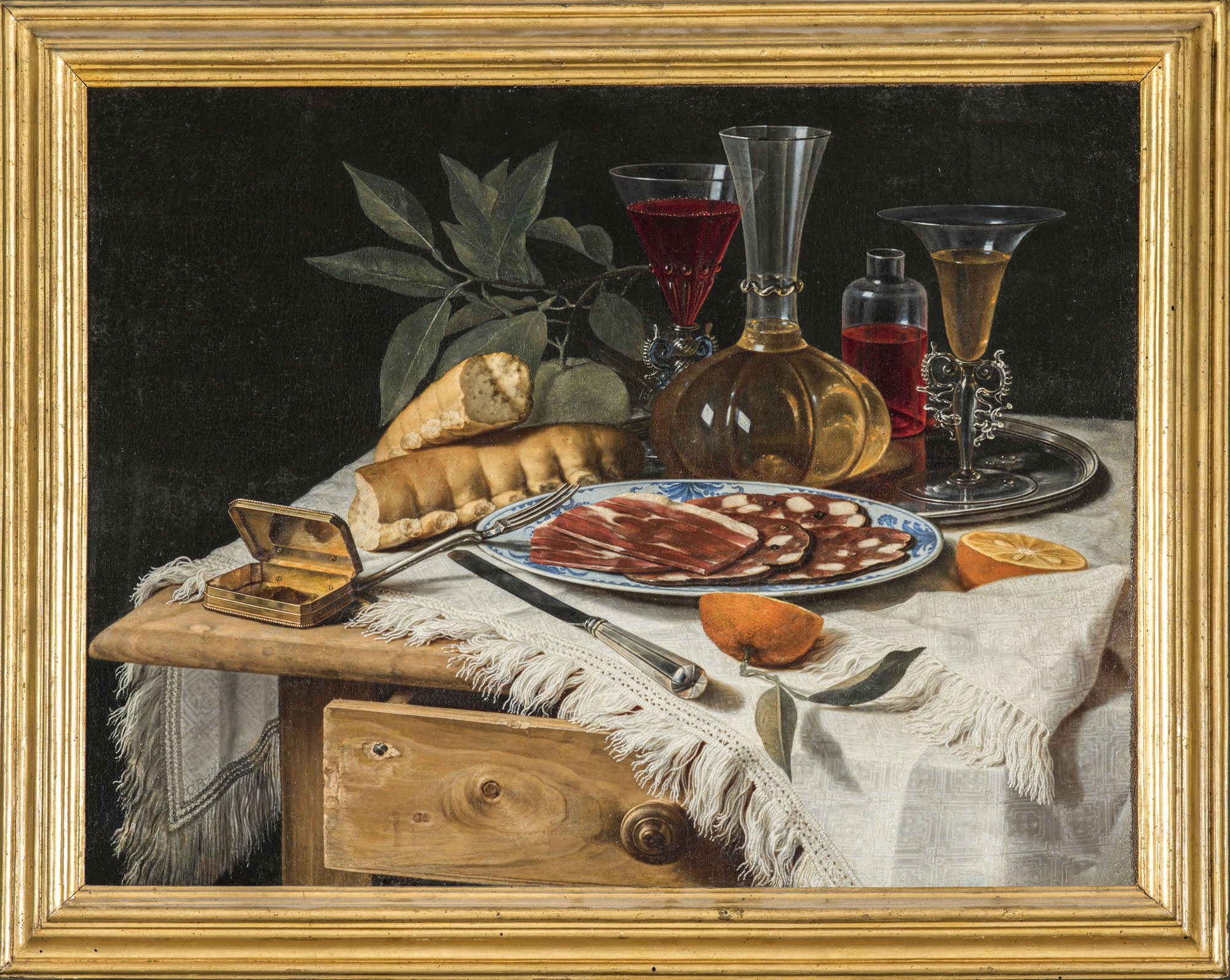 Christian Berentz, Lo spuntino elegante (siglata e datata 1717; olio su tela, 52 x 67,5 cm; Roma, Gallerie Nazionali di Arte Antica) ©(MiC) - Bibliotheca Hertziana, Istituto Max Planck per la storia dell'arte/Enrico Fontolan
 Christian Berentz, Lo spuntino elegante (siglata e datata 1717; olio su tela, 52 x 67,5 cm; Roma, Gallerie Nazionali di Arte Antica) ©(MiC) - Bibliotheca Hertziana, Istituto Max Planck per la storia dell'arte/Enrico Fontolan