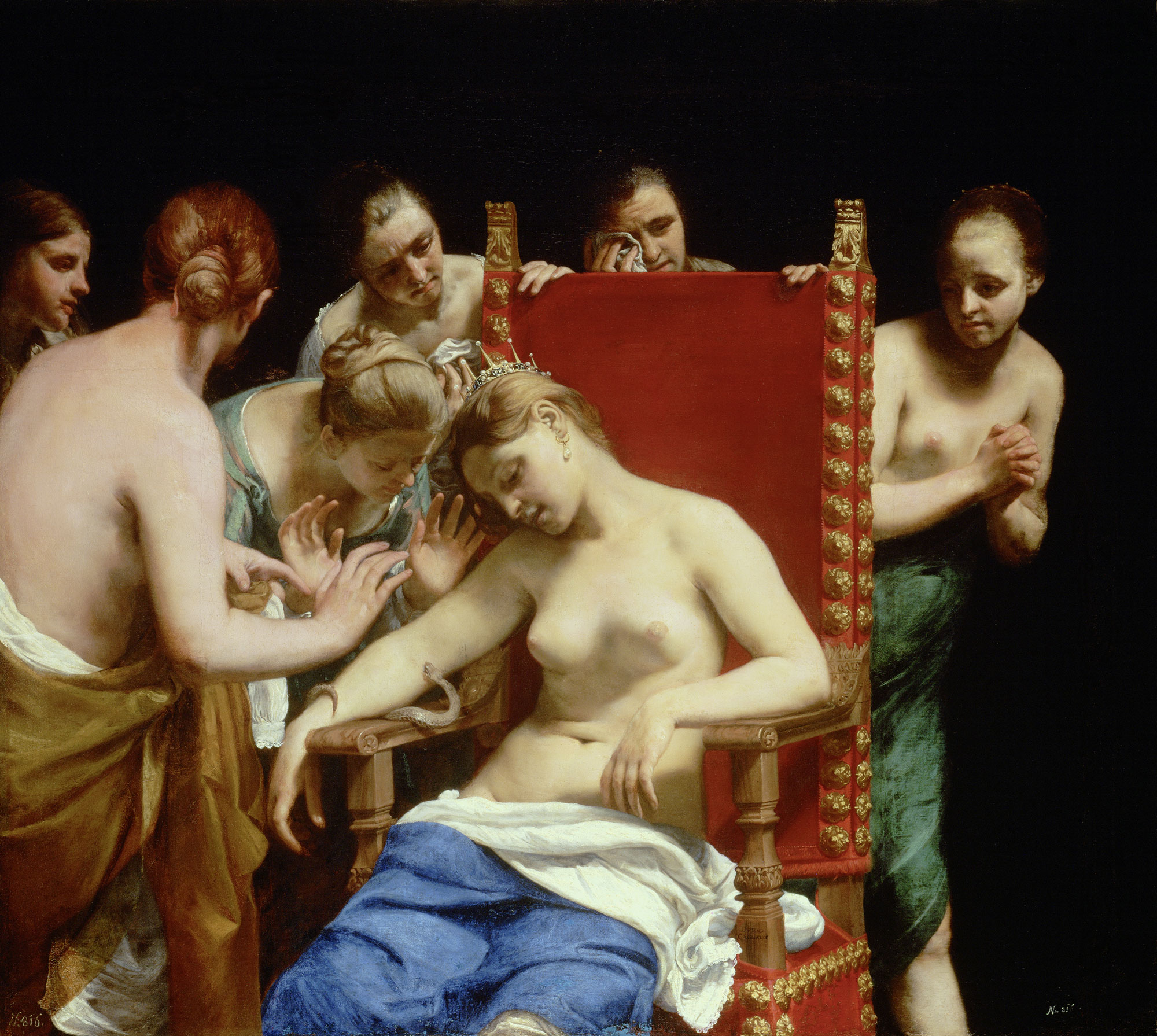 Guido Cagnacci, Morte di Cleopatra (1661-1662; olio su tela, 153 x 169 cm; Vienna, Kunsthistorisches Museum, Gëmaldegalerie) ©KHM-Museumsverband
 Guido Cagnacci, Morte di Cleopatra (1661-1662; olio su tela, 153 x 169 cm; Vienna, Kunsthistorisches Museum, Gëmaldegalerie) ©KHM-Museumsverband