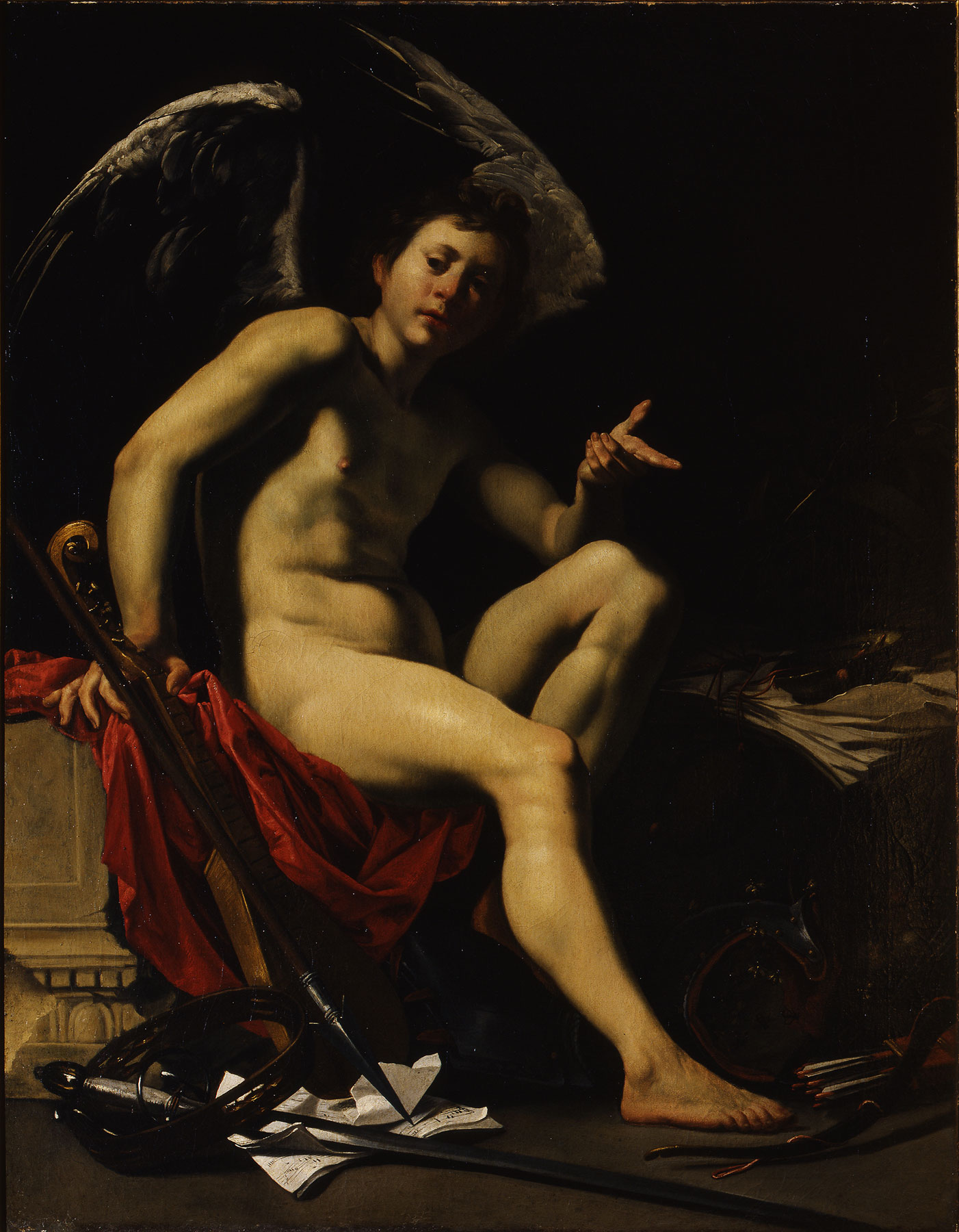 Orazio Riminaldi, Amore vincitore (1624-1625; olio su tela, 142 x 112 cm; Firenze, Gallerie degli Uffizi, Galleria Palatina)
 Orazio Riminaldi, Amore vincitore (1624-1625; olio su tela, 142 x 112 cm; Firenze, Gallerie degli Uffizi, Galleria Palatina)