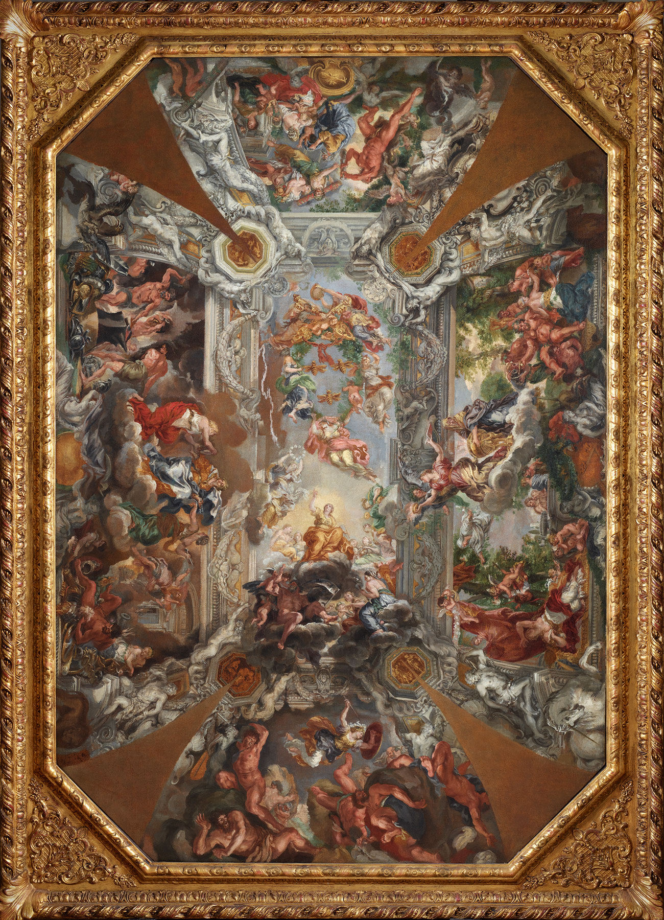 Scuola di Pietro da Cortona, Trionfo della Divina Provvidenza (post 1639; olio su tela, 168 x 113 cm; Roma, Gallerie Nazionali di Arte Antica) ©(MiC) - Bibliotheca Hertziana, Istituto Max Planck per la storia dell'arte/Enrico Fontolan
 Scuola di Pietro da Cortona, Trionfo della Divina Provvidenza (post 1639; olio su tela, 168 x 113 cm; Roma, Gallerie Nazionali di Arte Antica) ©(MiC) - Bibliotheca Hertziana, Istituto Max Planck per la storia dell'arte/Enrico Fontolan