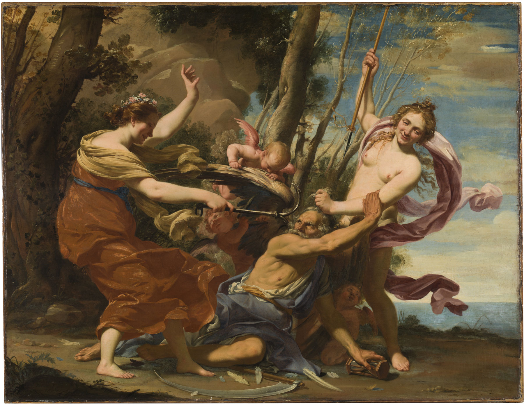 Simon Vouet, Il Tempo sconfitto dalla Speranza e dalla Bellezza (1627; olio su tela, 107 x 142 cm; Madrid, Museo Nacional del Prado) © Photographic Archive. Museo Nacional del Prado. Madrid
 Simon Vouet, Il Tempo sconfitto dalla Speranza e dalla Bellezza (1627; olio su tela, 107 x 142 cm; Madrid, Museo Nacional del Prado) © Photographic Archive. Museo Nacional del Prado. Madrid
