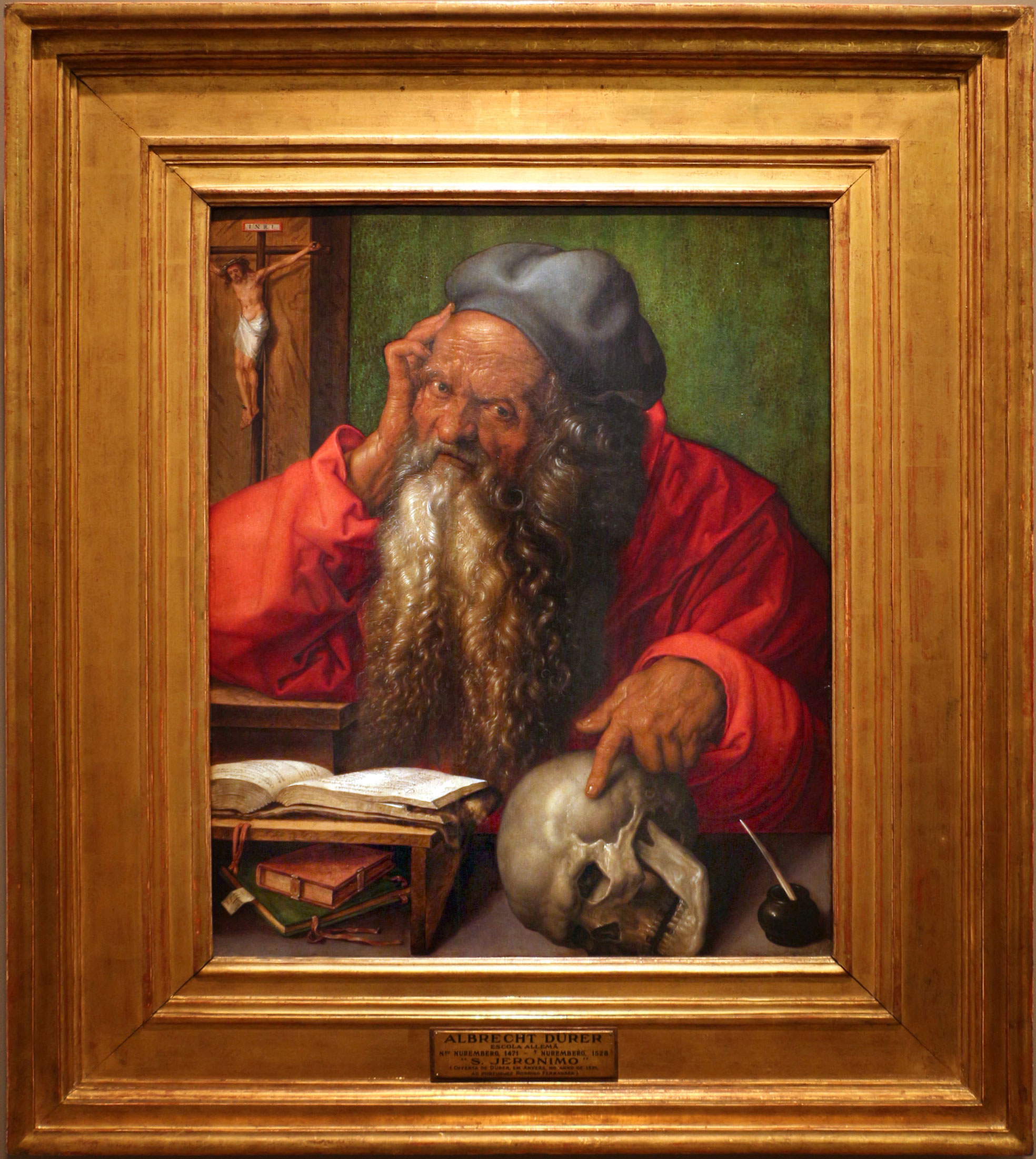 Albrecht DÃ¼rer, San Girolamo nello studio (1521; olio su tavola, 60 x 48 cm; Lisbona, Museu nacional de arte antiga)
