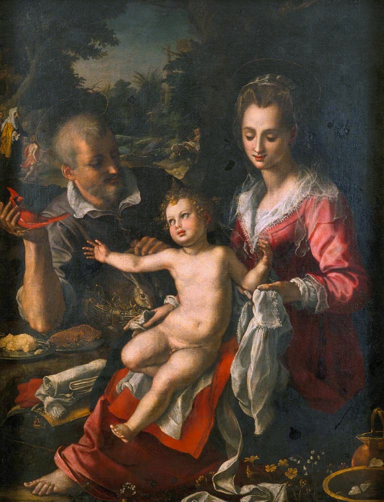 Alessandro Allori, Riposo durante la fuga in Egitto (1602; olio su tela, 148 x 114 cm; Lisbona, Museu nacional de arte antiga)
