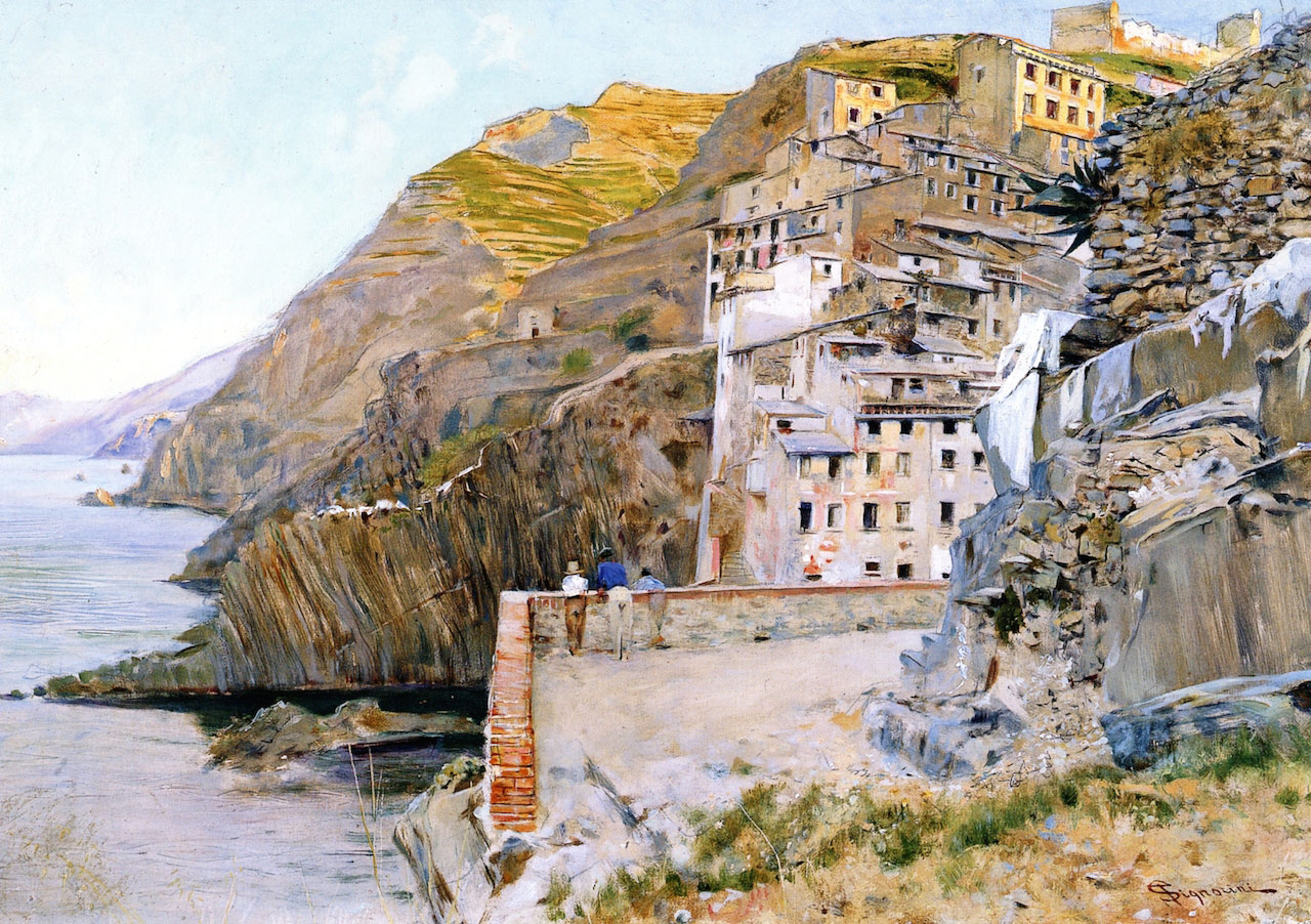 Telemaco Signorini, Riomaggiore (1892-1894; olio su tela, 35 x 51 cm; Collezione privata)
