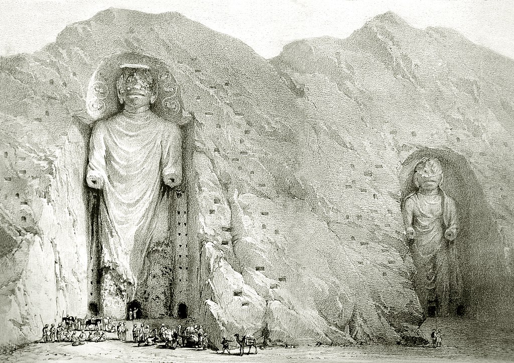 I due Buddha in un'incisione di Alexander Burnes pubblicata nel 1833
 I due Buddha in un'incisione di Alexander Burnes pubblicata nel 1833