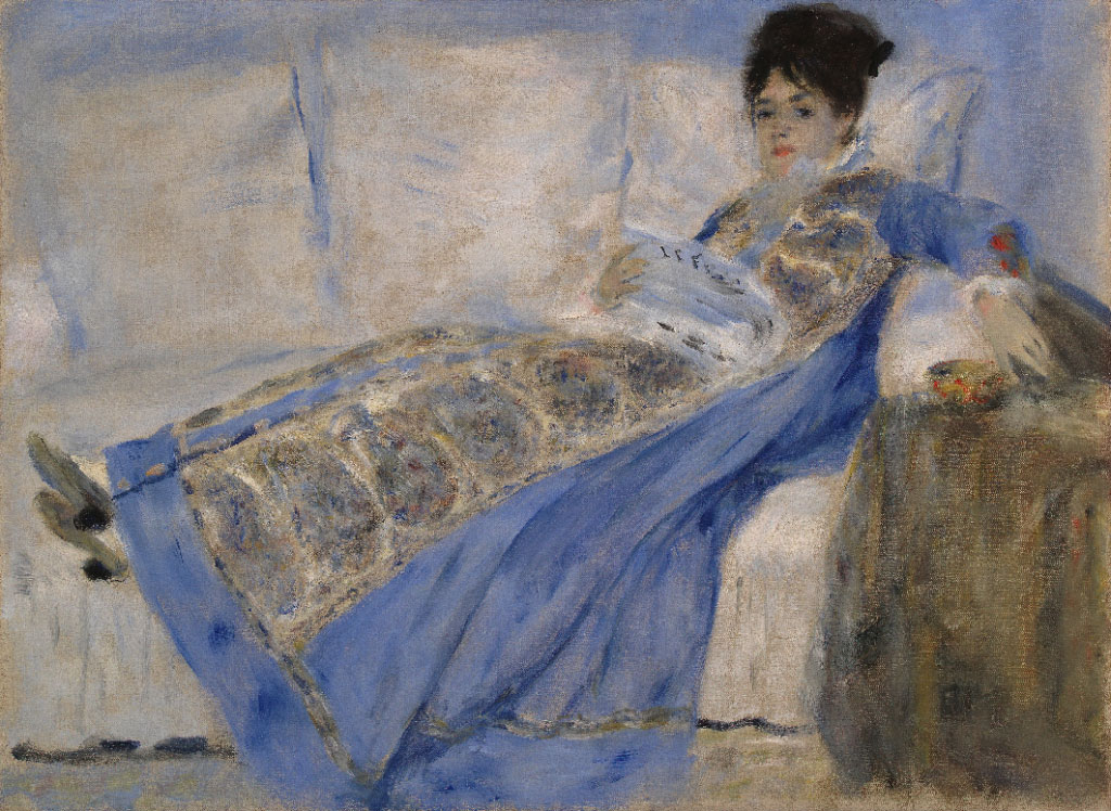 Pierre-Auguste Renoir, Ritratto di Madame Claude Monet (1872-1874; olio su tela, 53 x 71,7 cm; Lisbona, Museo Gulbenkian)
