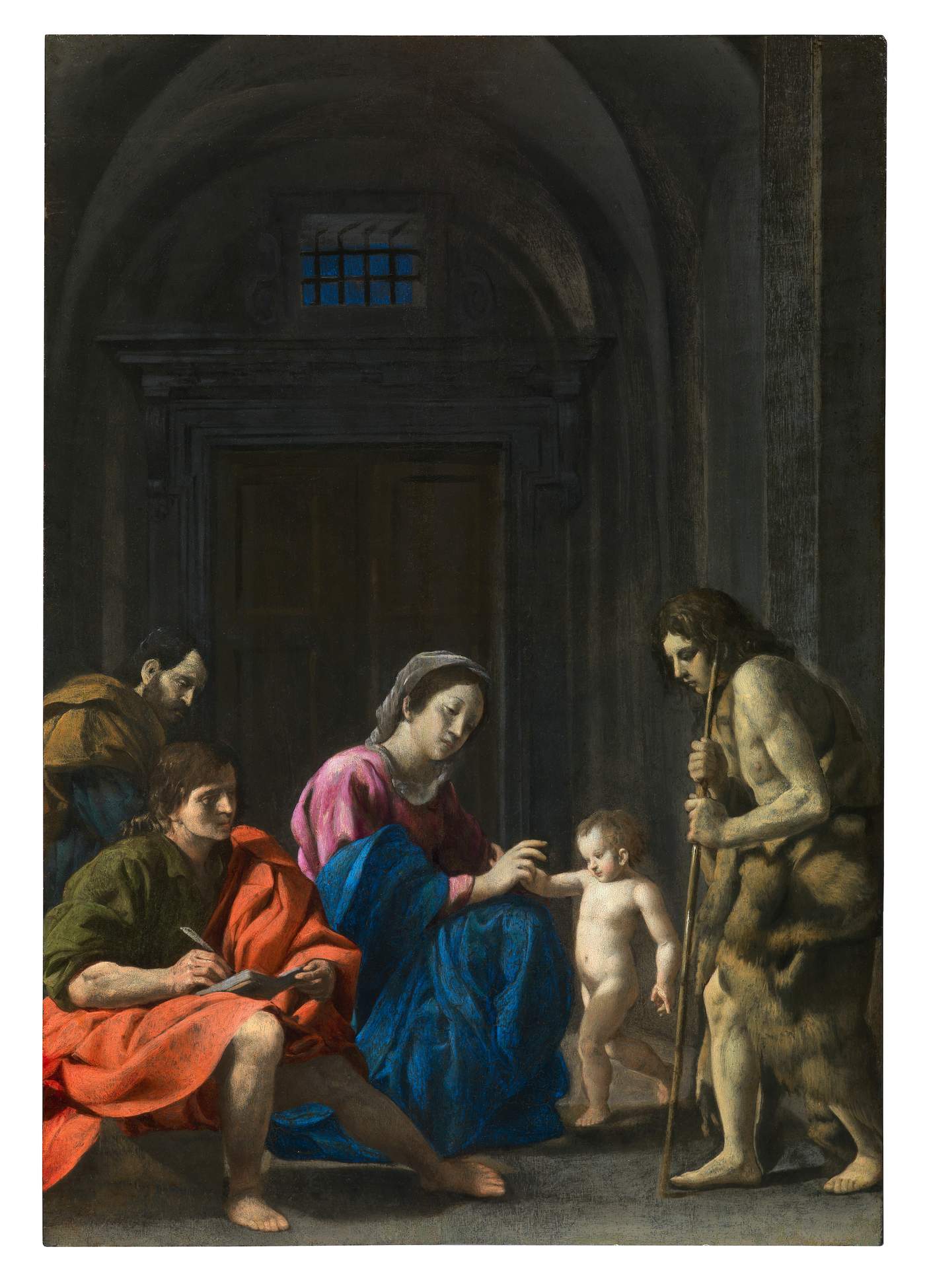 Battistello Caracciolo, Sacra Famiglia con san Giovanni Battista e san Giovanni Evangelista (olio su tavola, 53 x 36 cm)
