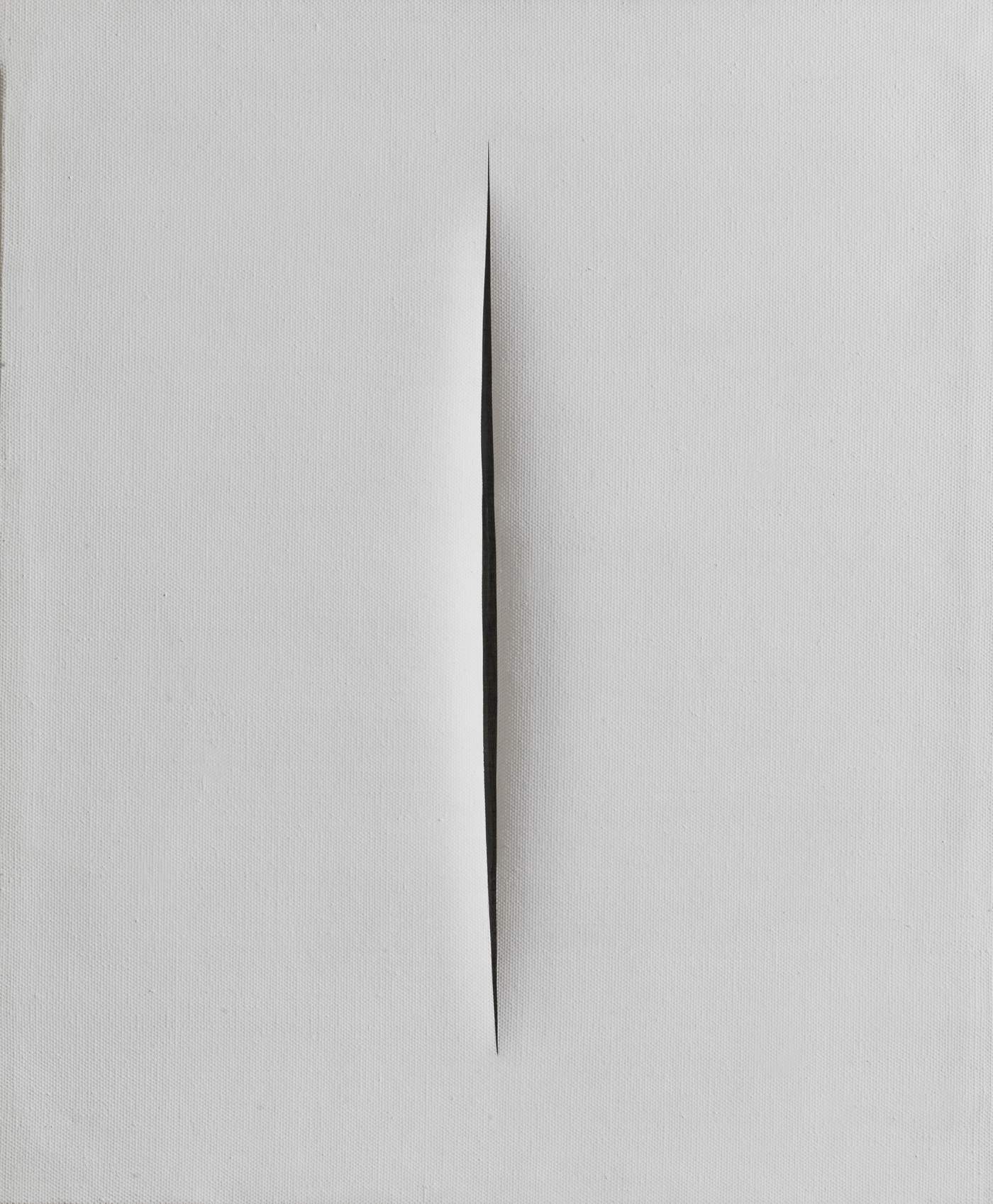 Lucio Fontana, Concetto Spaziale, Attesa (1964; idropittura su tela, 65 x 54 cm)
