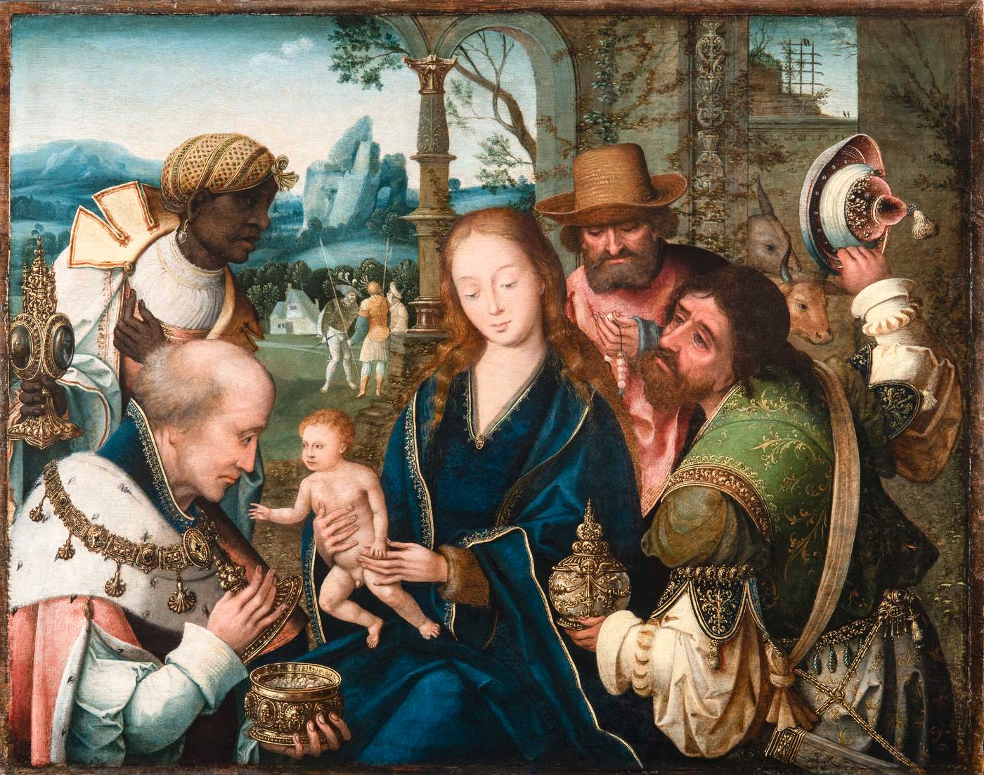 Maestro del 1518 e bottega, Adorazione dei Magi (1515 circa; olio su tavola, 56 x 70 cm)
