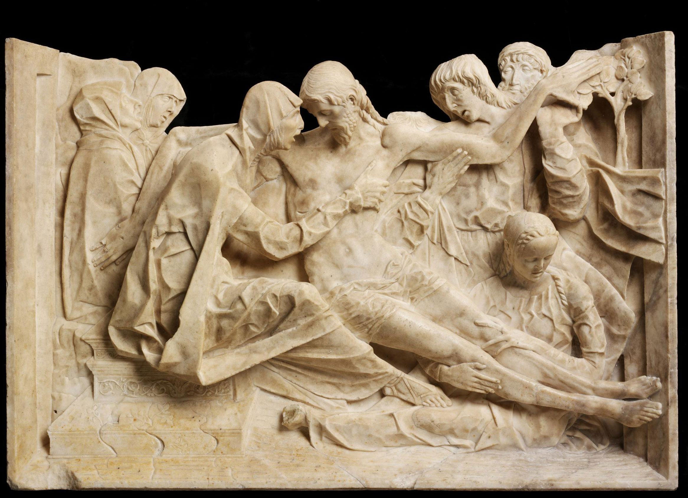 Antonio Mantegazza?, Compianto sul Cristo morto (1475-1490 circa; marmo, 60,2 x 88 x 15 cm; Londra, Victoria & Albert Museum)
