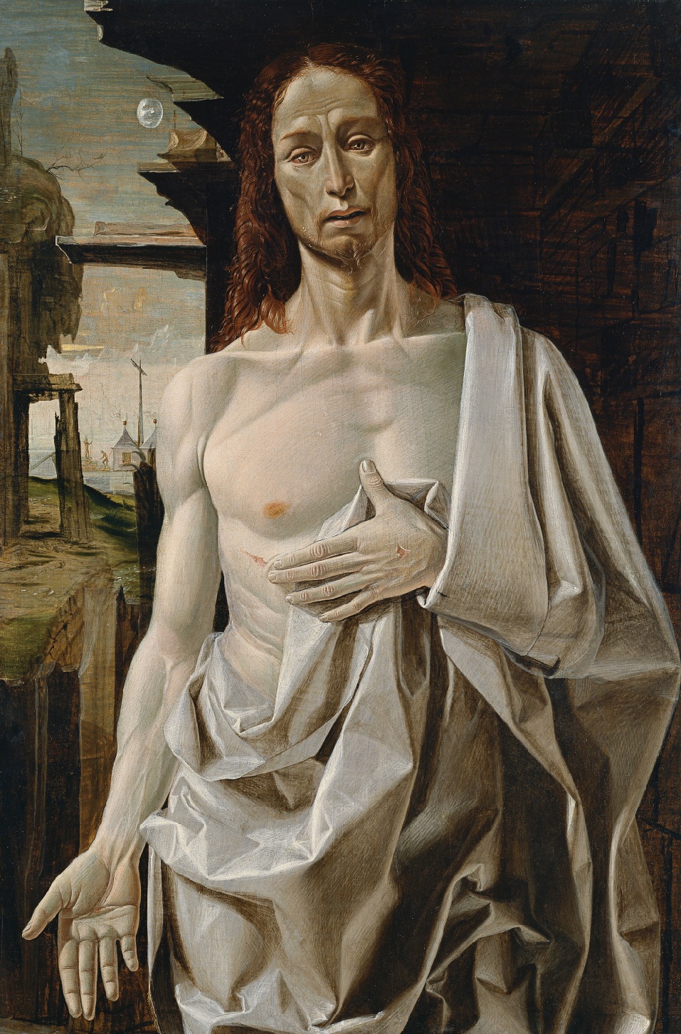 Bramantino, Cristo risorto (1490 circa; tempera e olio su tavola di pioppo, 109 x 73 cm; Madrid, Museo Thyssen-Bornemisza)
