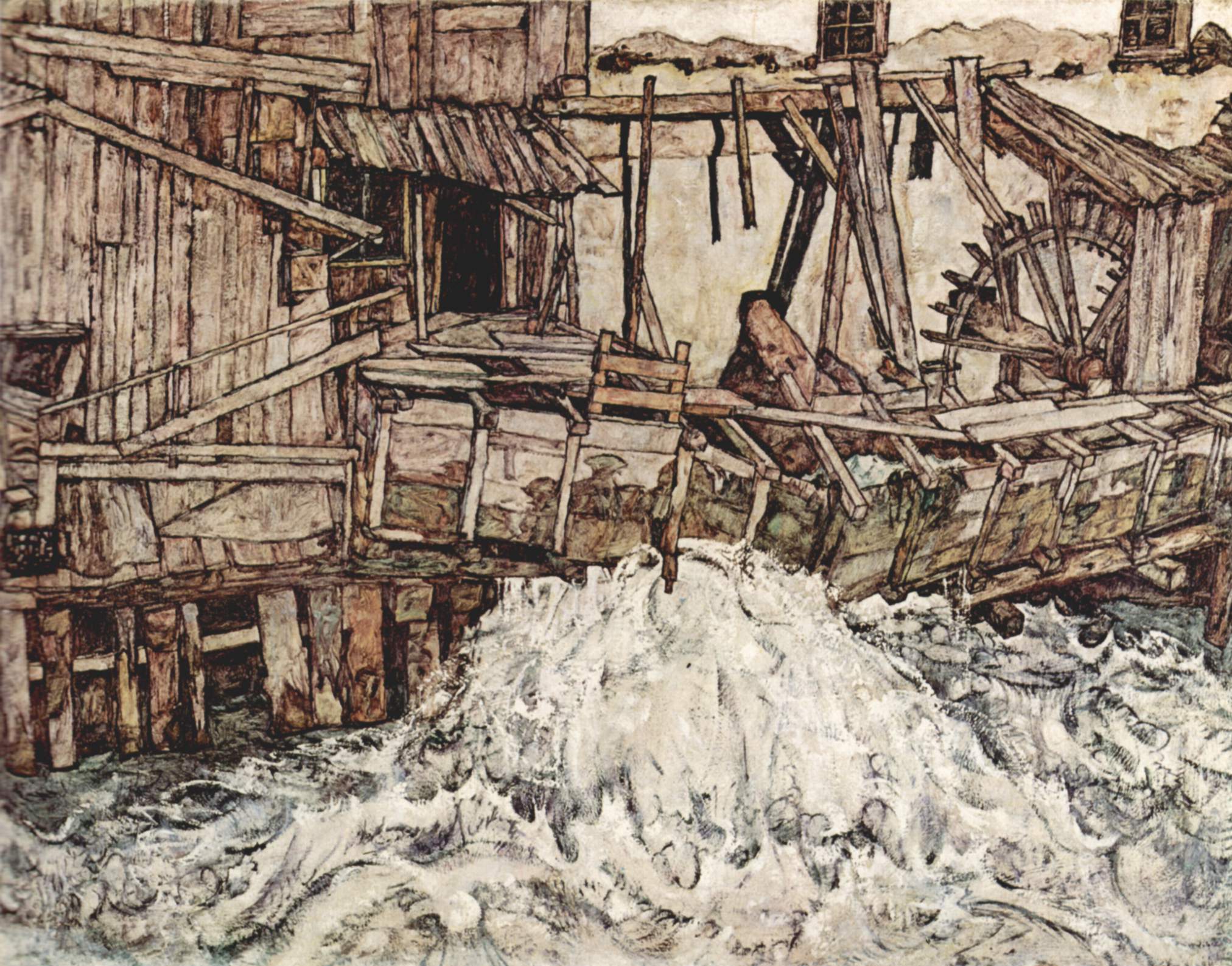 Egon Schiele, Il vecchio mulino (1916; olio su tela, 100 x 140 cm; Vienna, NiederÃ¶sterreichisces Landesmuseum)
