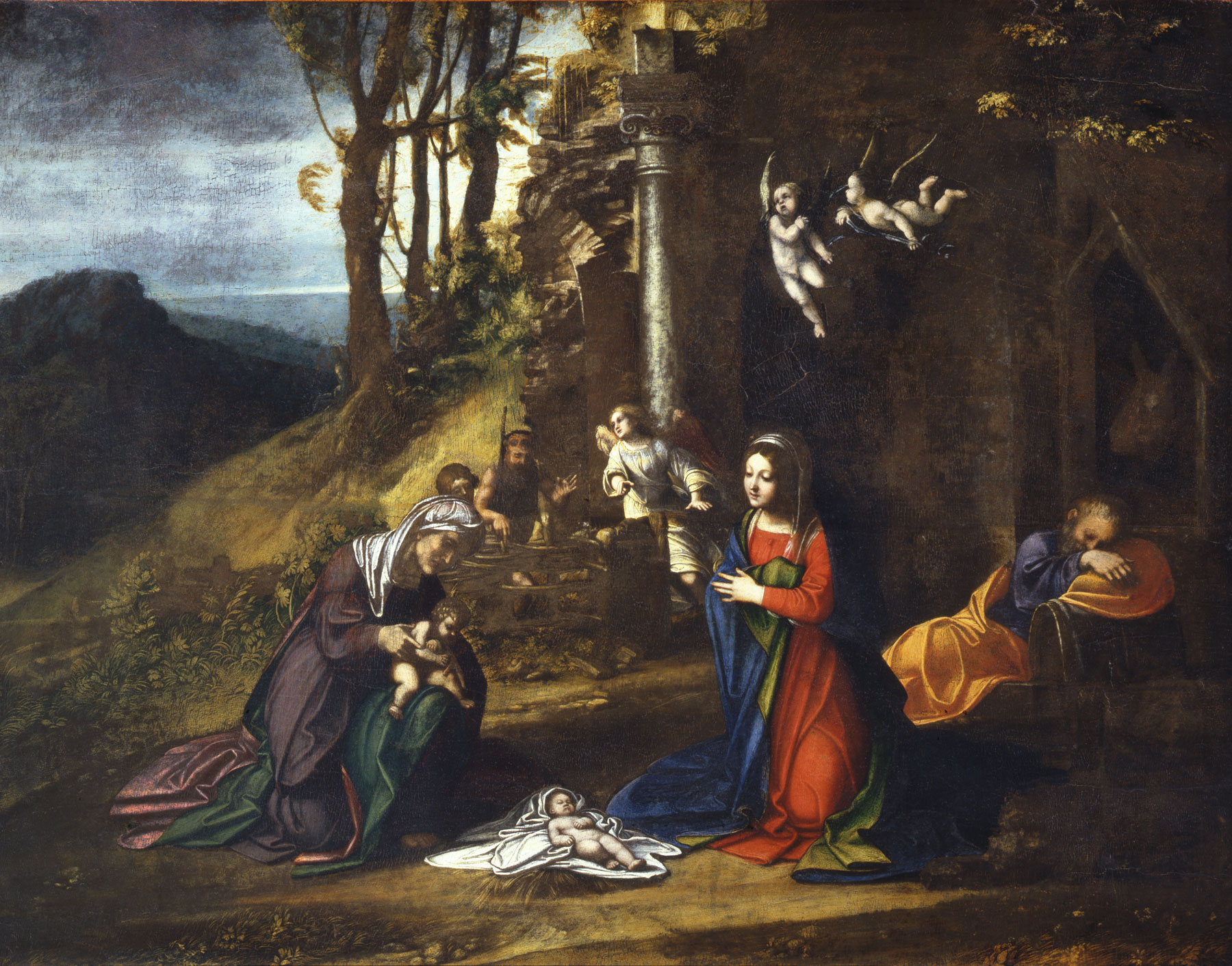 Antonio Allegri detto il Correggio (1489 -1534), NativitÃ  con Santa Elisabetta e San Giovannino (1510-1512; olio su tavola, 79 x 100 cm; Milano, Pinacoteca di Brera)
