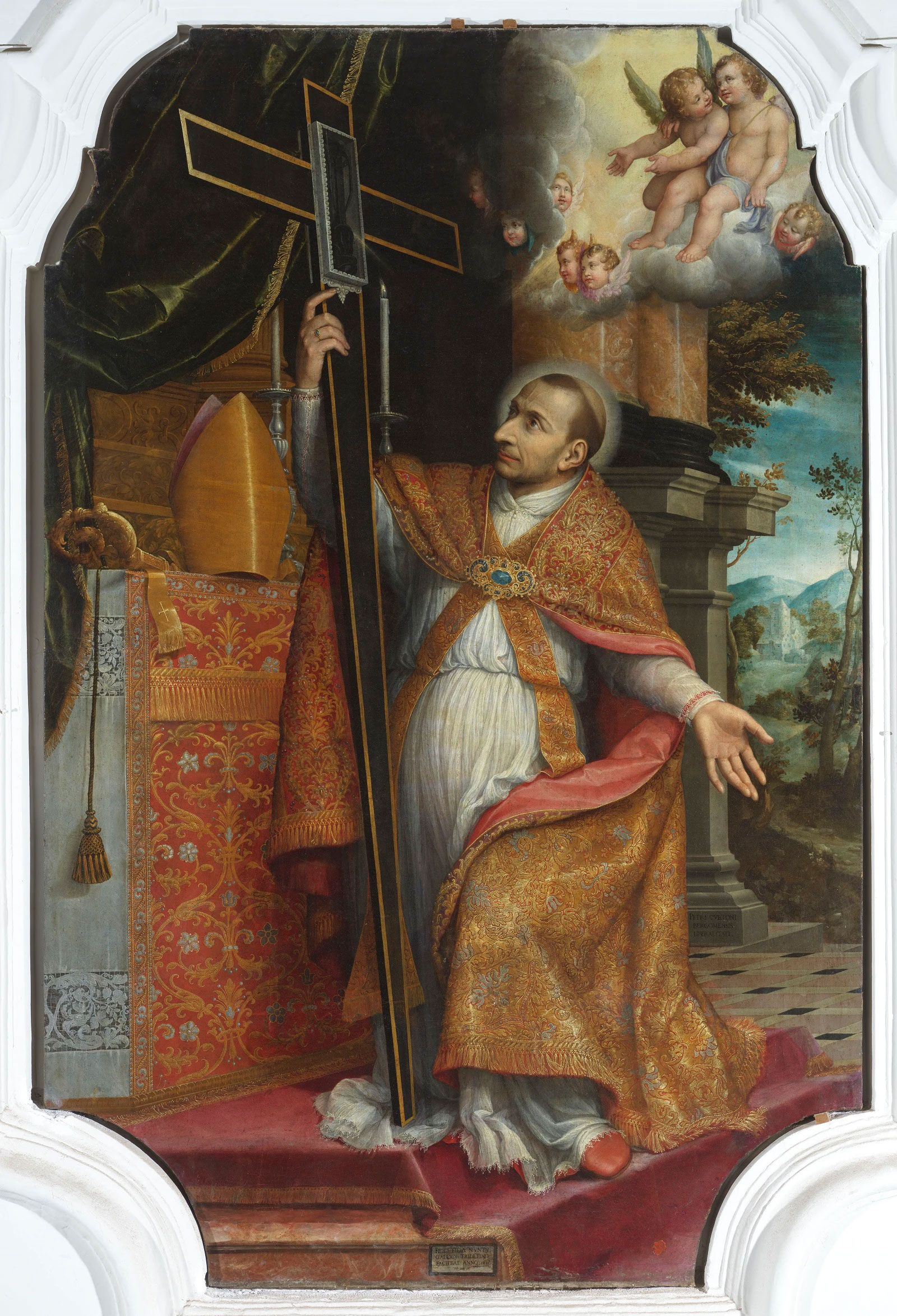 Fede Galizia, San Carlo in estasi davanti alla croce con il Sacro Chiodo (1611; olio su tela, 350 x 200 cm; Napoli, San Carlo alle Mortelle)
