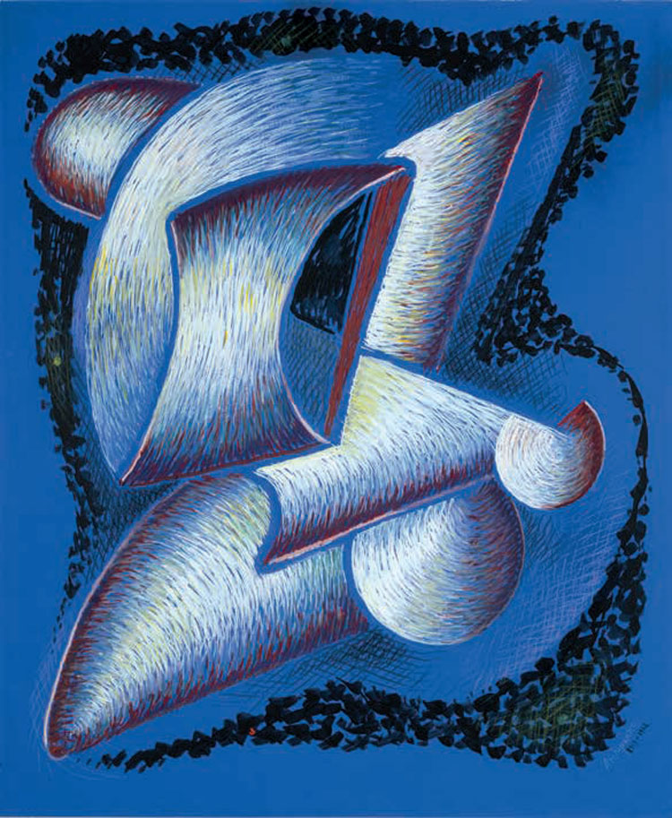 Alexander Archipenko, Forma su sfondo blu (1913-1962; gouache e matita colorata su carta blu, 82,9 x 68,6 cm)
 Alexander Archipenko, Forma su sfondo blu (1913-1962; gouache e matita colorata su carta blu, 82,9 x 68,6 cm)