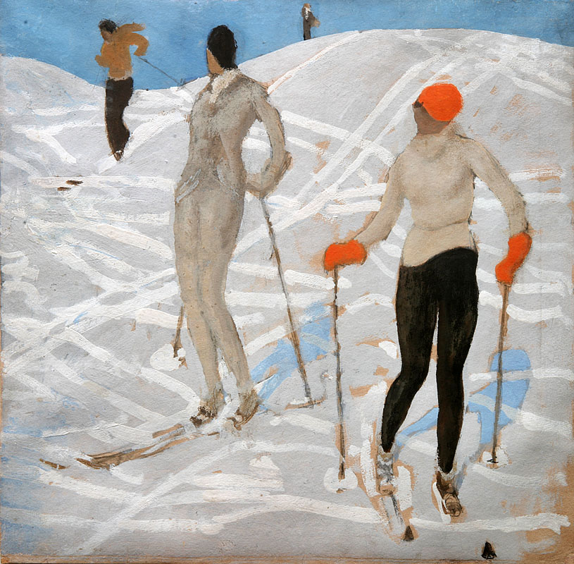 Alfons Walde, Zwei Schifahrerinnen (1934; tempera su cartone, 34 x 34 cm; KitzbÃ¼hel, Museum KitzbÃ¼hel)
