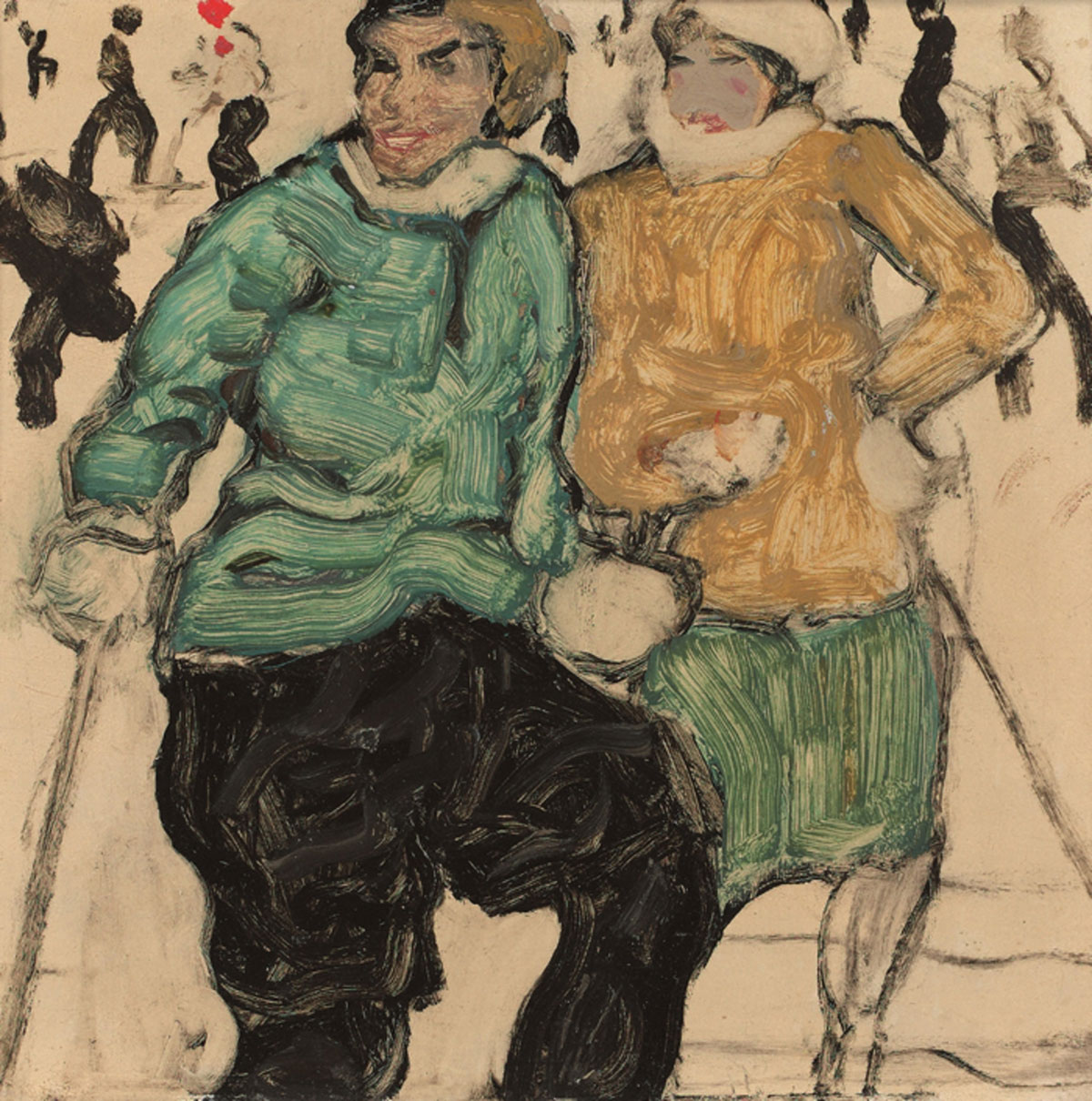 Alfons Walde, Zwei Schifahrerinnen (1914; olio su cartone, 27,5 x 29 cm; KitzbÃ¼hel, Museum KitzbÃ¼hel)
