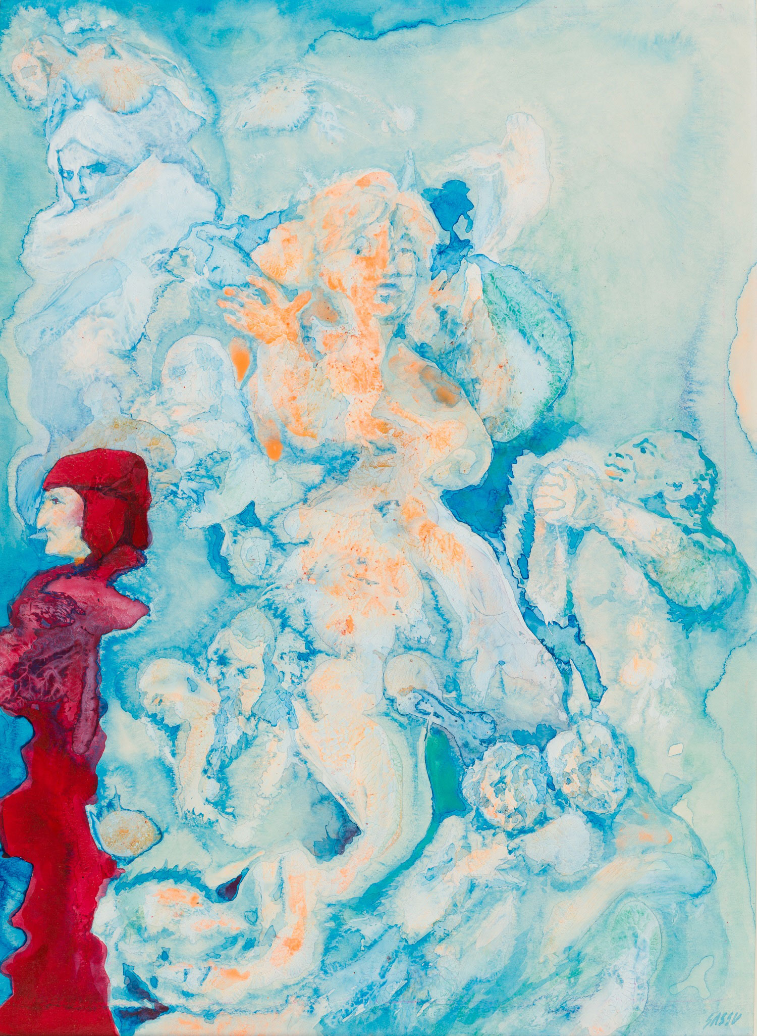 Aligi Sassu, Dante incontra le anime (Canto II Purgatorio)
