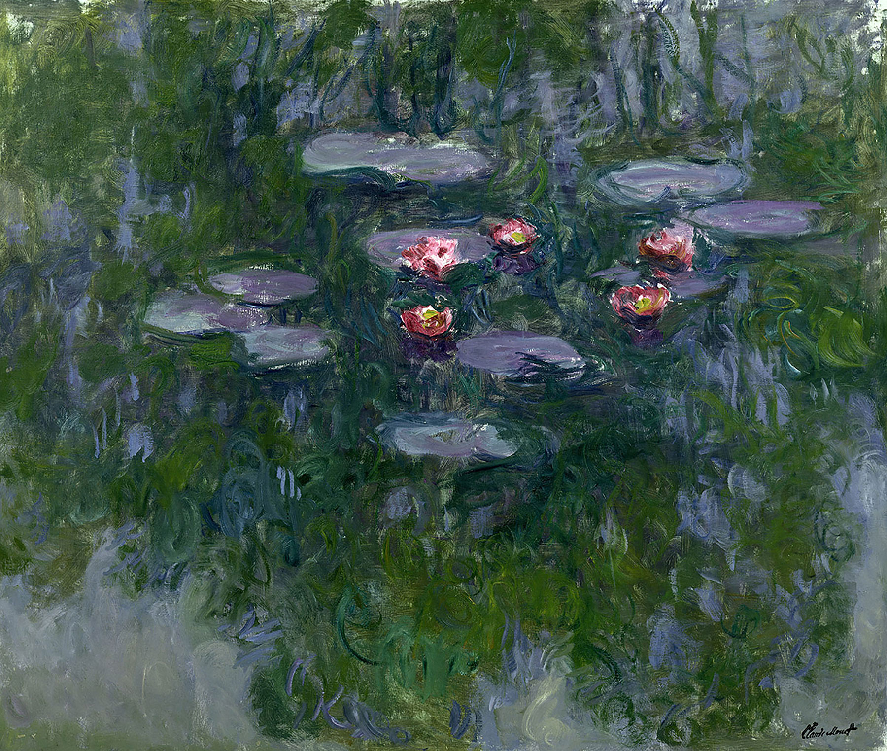 Claude Monet, Ninfee (1916-1919 circa; olio su tela, 130x152 cm; Parigi, Musée Marmottan Monet, lascito Michel Monet, 1966 Inv. 5098) © Musée Marmottan Monet, Académie des beaux-arts, Paris
 Claude Monet, Ninfee (1916-1919 circa; olio su tela, 130x152 cm; Parigi, Musée Marmottan Monet, lascito Michel Monet, 1966 Inv. 5098) © Musée Marmottan Monet, Académie des beaux-arts, Paris