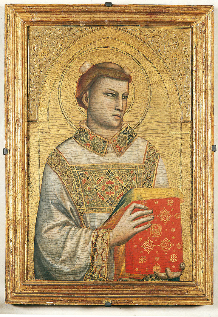 Giotto, Santo Stefano (1325-1330; tempera e oro su tavola, 83,5 x 54 cm; Firenze, Museo Horne)
 Giotto, Santo Stefano (1325-1330; tempera e oro su tavola, 83,5 x 54 cm; Firenze, Museo Horne)