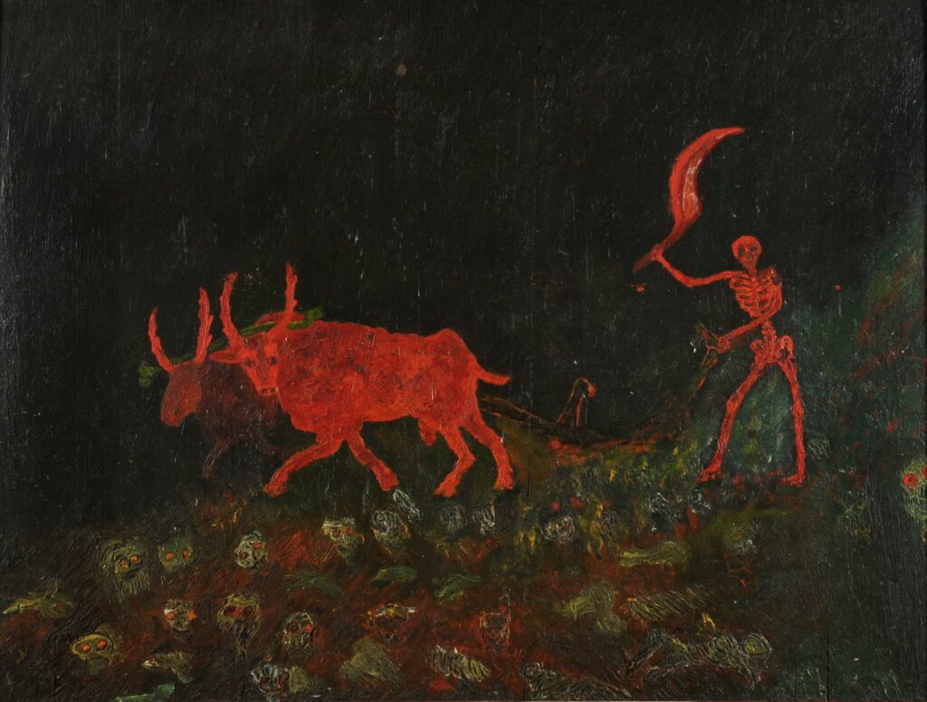 Gabriele Gabrielli, La Mort traccia il solco (1915-1917; olio su tavola, 54 x73 cm; Collezione privata)
