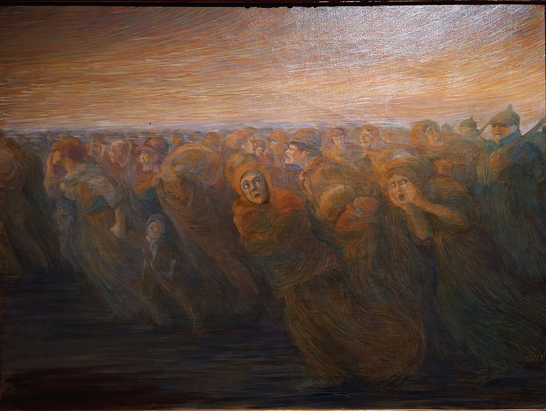Gaetano Previati, Gli orrori della guerra: l’esodo (1917; olio su tela, 58,5 x 79 cm Milano, Collezione Isolabella)
 Gaetano Previati, Gli orrori della guerra: l’esodo (1917; olio su tela, 58,5 x 79 cm Milano, Collezione Isolabella)