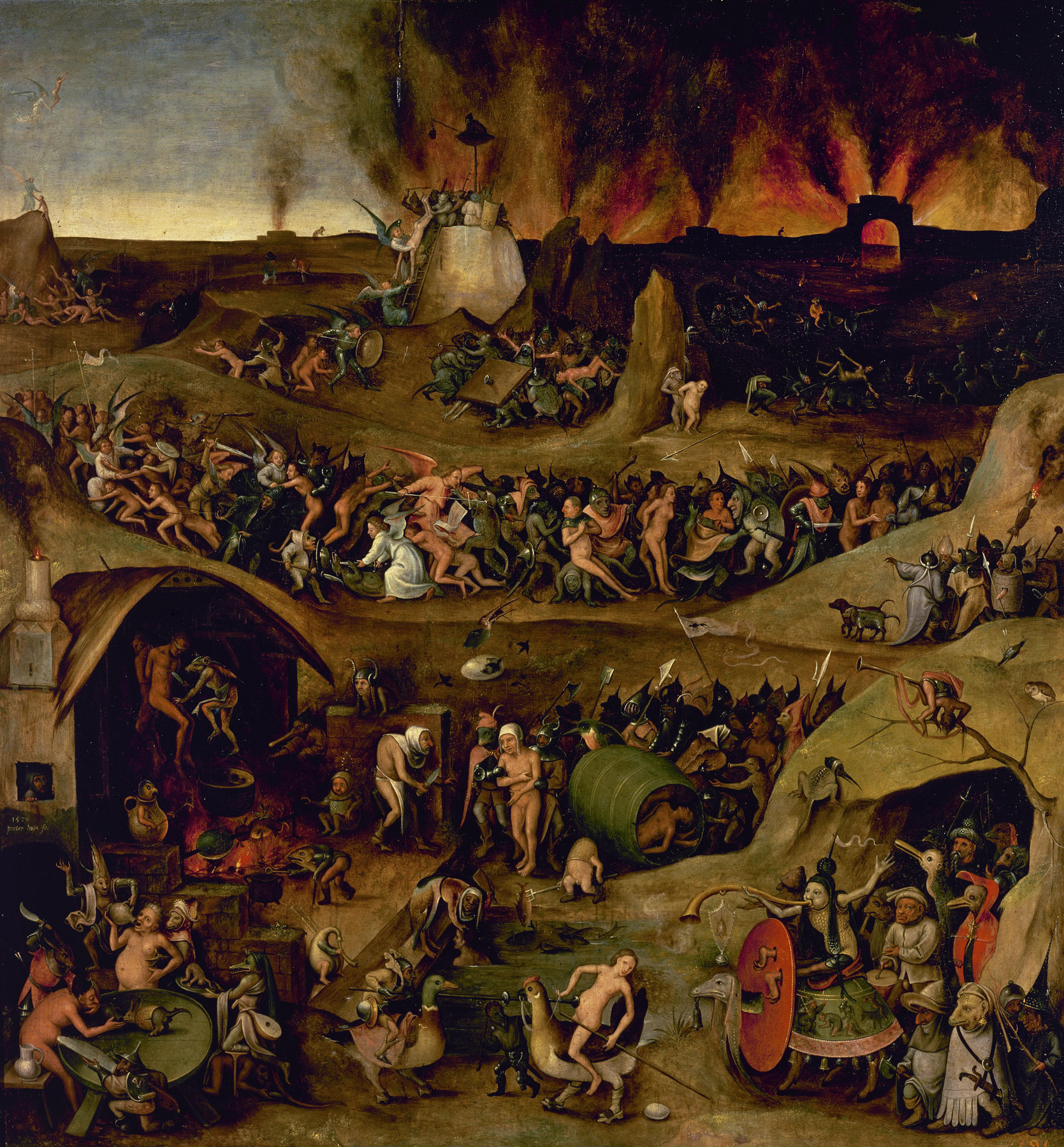 Pieter Huys, Inferno (1570; olio su tavola, 86 x 82 cm; Madrid, Museo Nacional del Prado, inv. P002095)
 Pieter Huys, Inferno (1570; olio su tavola, 86 x 82 cm; Madrid, Museo Nacional del Prado, inv. P002095)