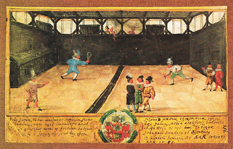 La pallacorda nello Stammbuch di Johann Heinrich von Offenburg (1598; Tubinga, Städtische Sammlungen)
