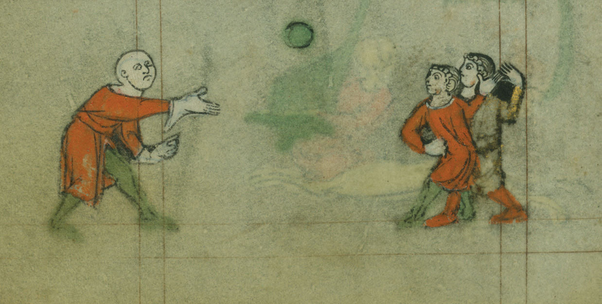 Anonimo miniatore, Jeu de Paume (inizi del XIV secolo; manoscritto miniato; Baltimora, Walters Art Museum, Ms. W.922)
