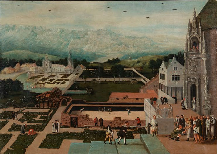 Lucas Gassel, David e Betsabea (1538; olio su tavola, 64,77 x 91,44 cm; Newport, International Tennis Hall of Fame)
