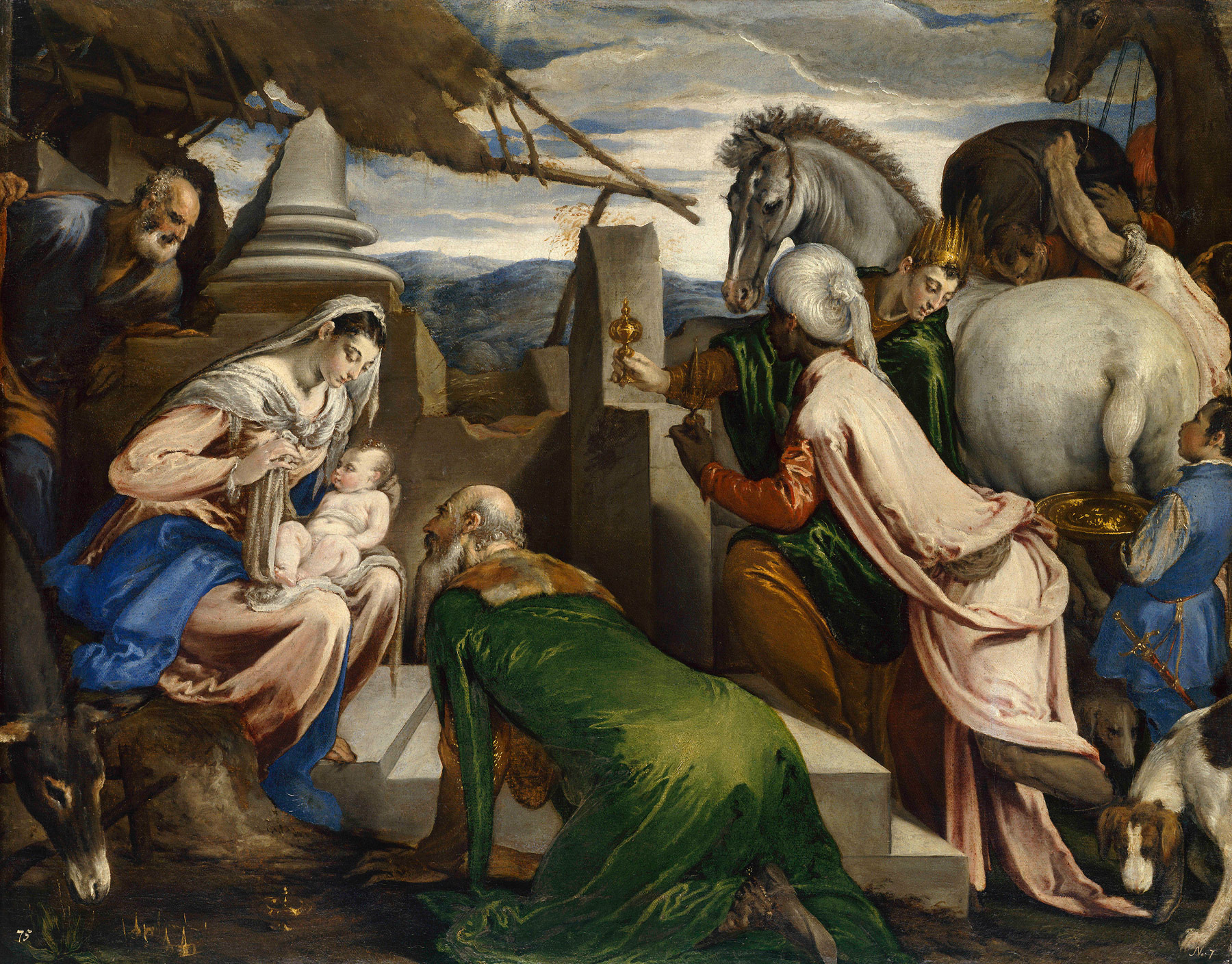 Jacopo Bassano, Adorazione dei Magi (1556-1557 circa; olio su tela; Vienna, Kunsthistorisches Museum, Gemäldegalerie) ©KHM-Museumsverband
 Jacopo Bassano, Adorazione dei Magi (1556-1557 circa; olio su tela; Vienna, Kunsthistorisches Museum, Gemäldegalerie) ©KHM-Museumsverband
