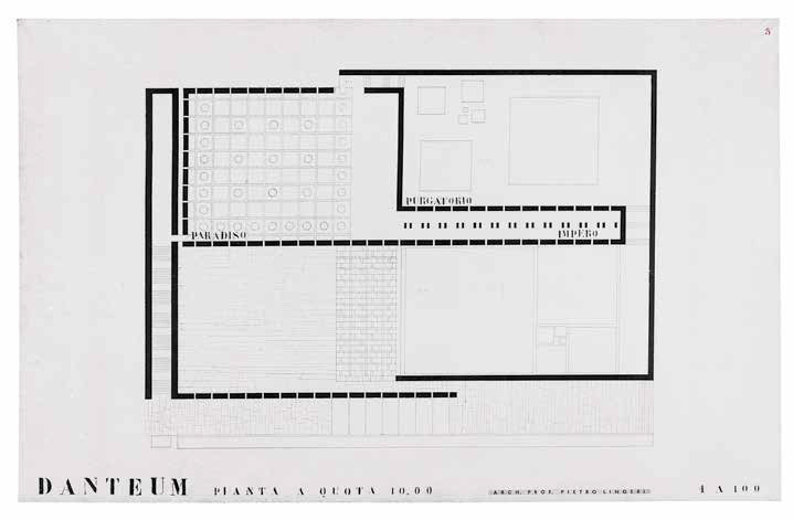 Pietro Lingeri, Giuseppe Terragni, Progetto per il Danteum, Pianta a quota 10 metri (1938; china e acquerello su carta Fabriano su telaio di legno, 103 x 65 cm; Milano, Archivio Lingeri)
 Pietro Lingeri, Giuseppe Terragni, Progetto per il Danteum, Pianta a quota 10 metri (1938; china e acquerello su carta Fabriano su telaio di legno, 103 x 65 cm; Milano, Archivio Lingeri)