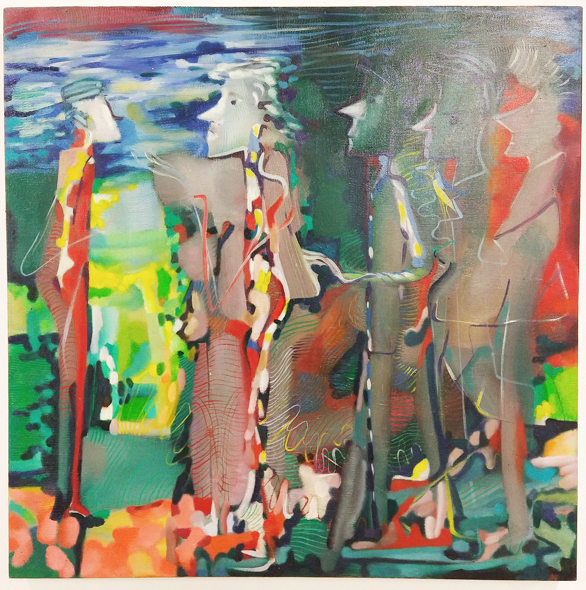 Marco Cingolani, Comizio dei poeti (2002-2004; olio su tela, 90 x 90 cm)
