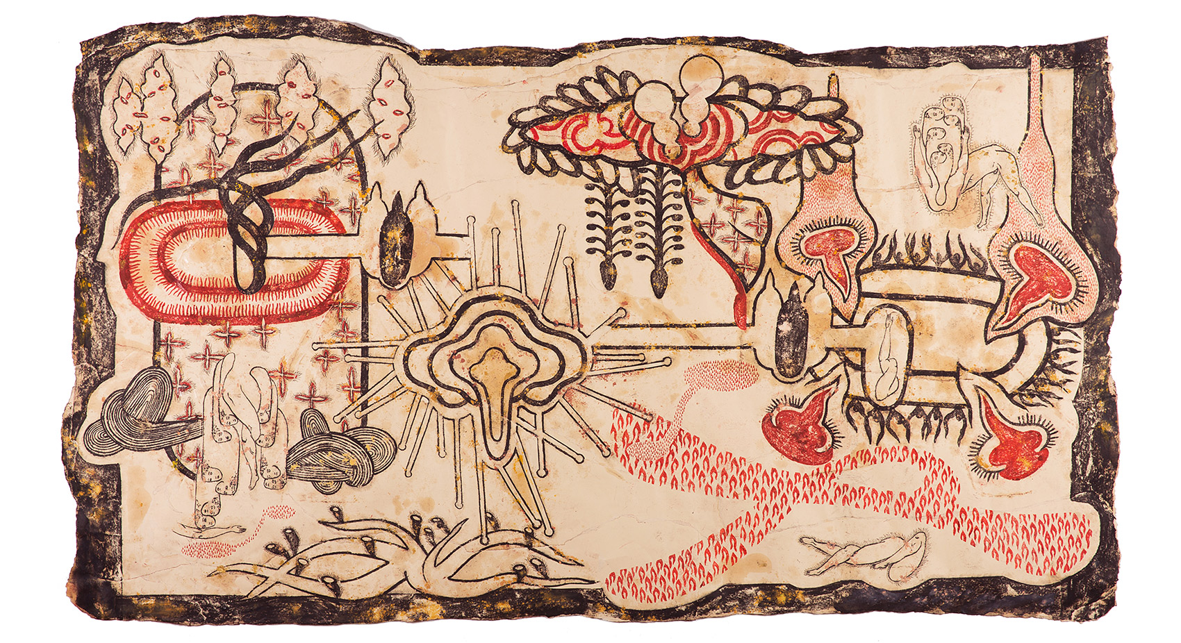 Simone Pellegrini, Grave radiante (2018; tecnica mista, 96 x 175 cm)
