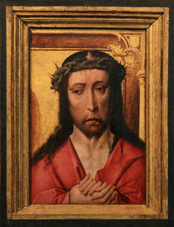 Dieric Bouts (attribuito), Cristo coronato di spine (ultimo quarto del XV secolo; olio su tavola; Varallo, Pinacoteca Civica)
