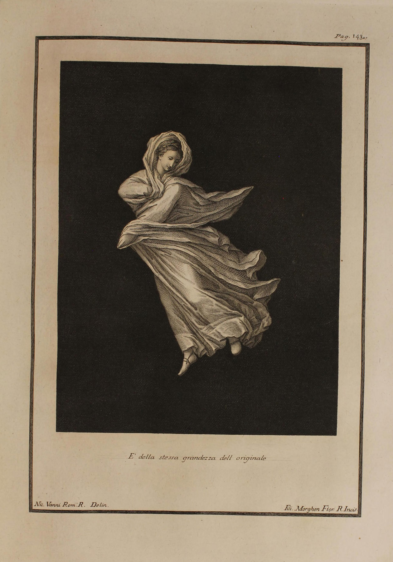 Filippo Morghen, Danzatrice (1762; incisione dal libro Le pitture Antiche d’Ercolano, tomo III, tavola XXVIII)
