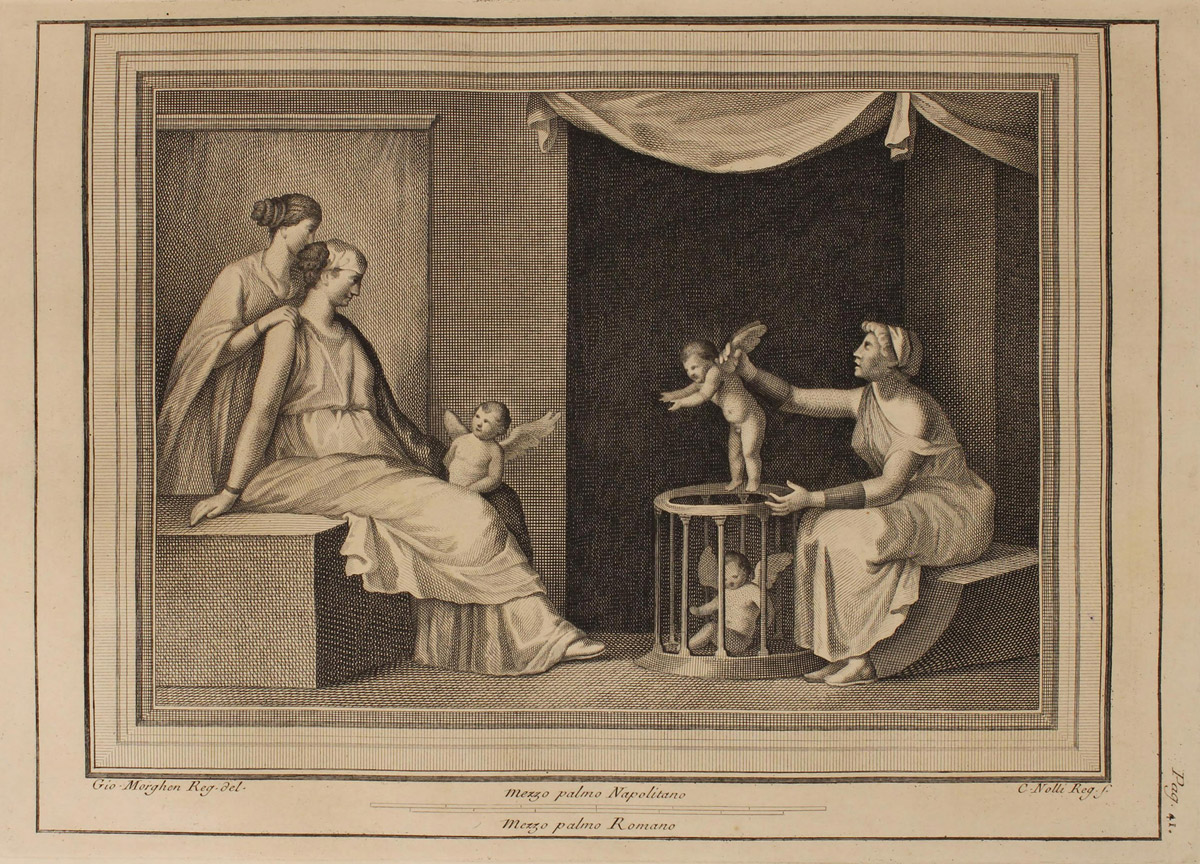 Carlo Nolli, Venditrice di amori (1762; incisione dal libro Le pitture Antiche d’Ercolano, tomo III, tavola VII)

