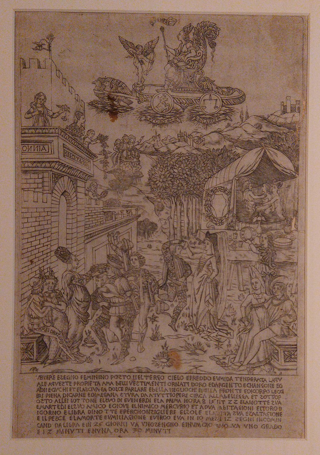 Baccio Baldini (attribuito), I figli del pianeta Venere (1460 circa; incisione a bulino, 274 x 195 mm; Pavia, Museo Civico, Collezione Malaspina)
