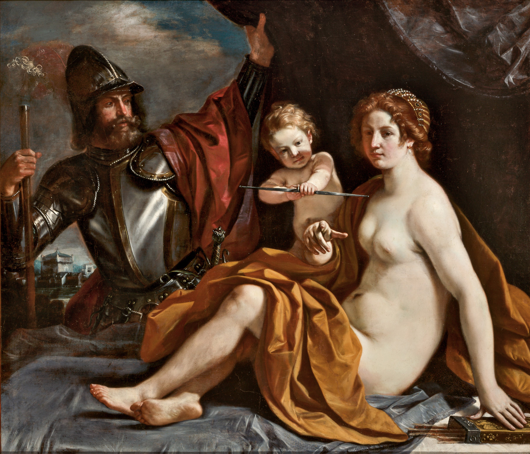 Guercino, Venere, Cupido e Marte (1633; olio su tavola, 139 x 161 cm; Modena, Galleria Estense)
