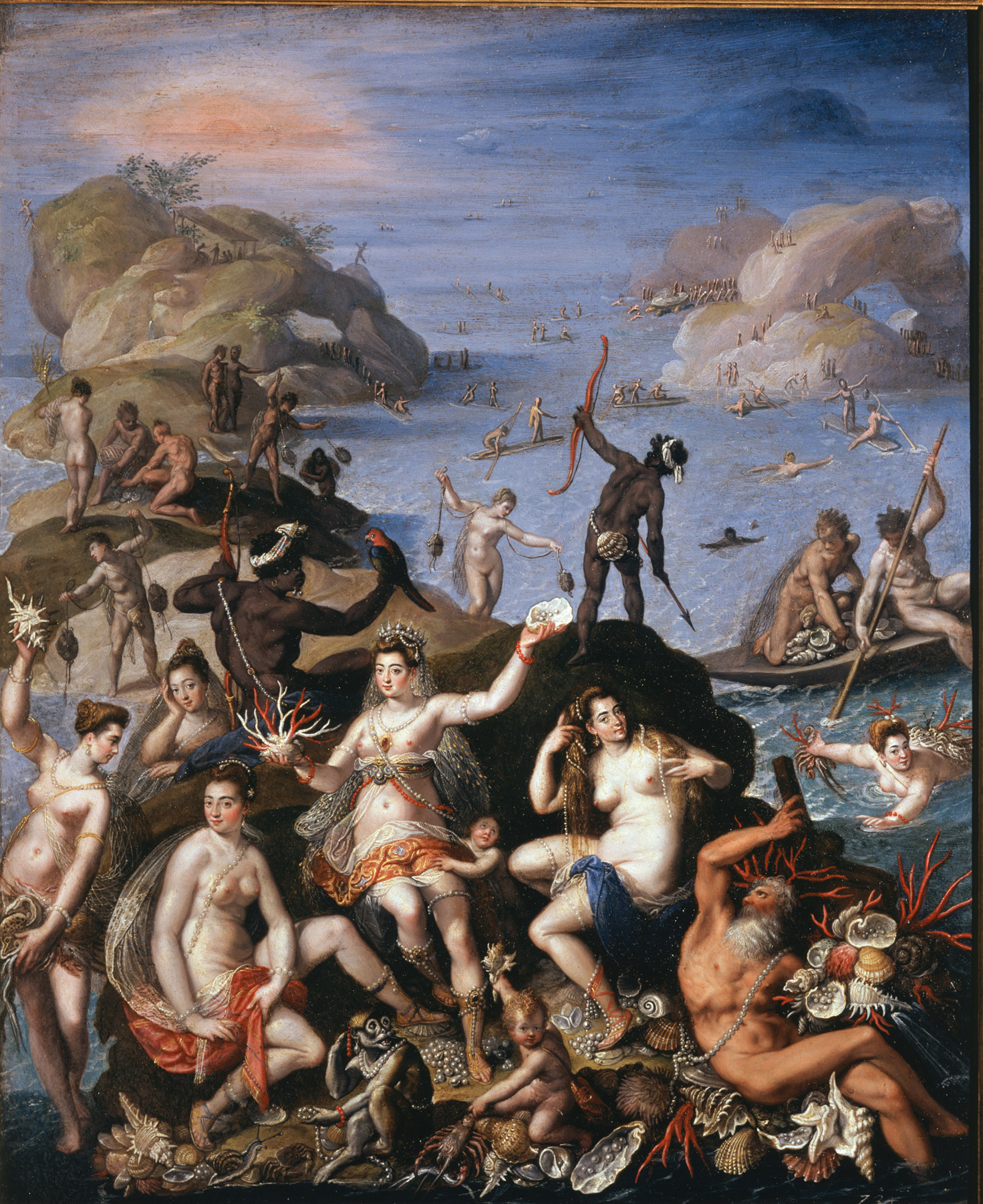 Jacopo Zucchi, La pesca del corallo o Il regno di Anfitrite (1585 circa; olio su rame, 52 x 42,5 cm; Roma, Galleria Borghese)
