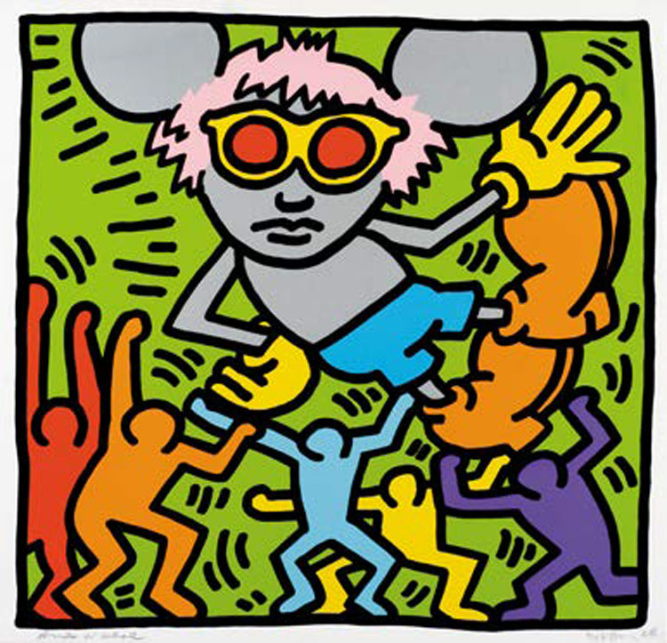 Keith Haring, Andy Mouse (1986; serigrafia su carta, 96,5 x 96,5 cm, ed. 18/30; Hokuto, Nakamura Keith Haring Collection)

