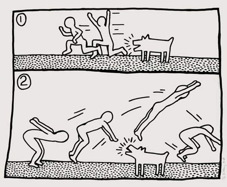 Keith Haring, The Blueprint Drawings (1990; serigrafia su carta, 108 x 129,5 cm, ed. 11/33; Hokuto, Nakamura Keith Haring Collection)
