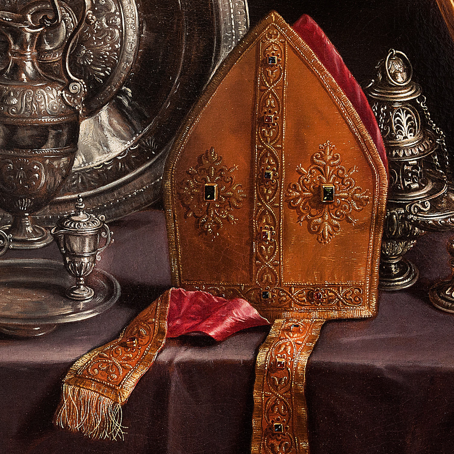 In queste due immagini risaltano i particolari del quadro di Paolo Antonio Barbieri. Il talento e la perizia professionale lo pongono tra i magnifici della pittura oggettuale, dove il soggetto materico viene trasfigurato al livello della contemplazione mistica, possibile soltanto alla profonda e professata religiosità dei due fratelli centesi
 In queste due immagini risaltano i particolari del quadro di Paolo Antonio Barbieri. Il talento e la perizia professionale lo pongono tra i magnifici della pittura oggettuale, dove il soggetto materico viene trasfigurato al livello della contemplazione mistica, possibile soltanto alla profonda e professata religiosità dei due fratelli centesi