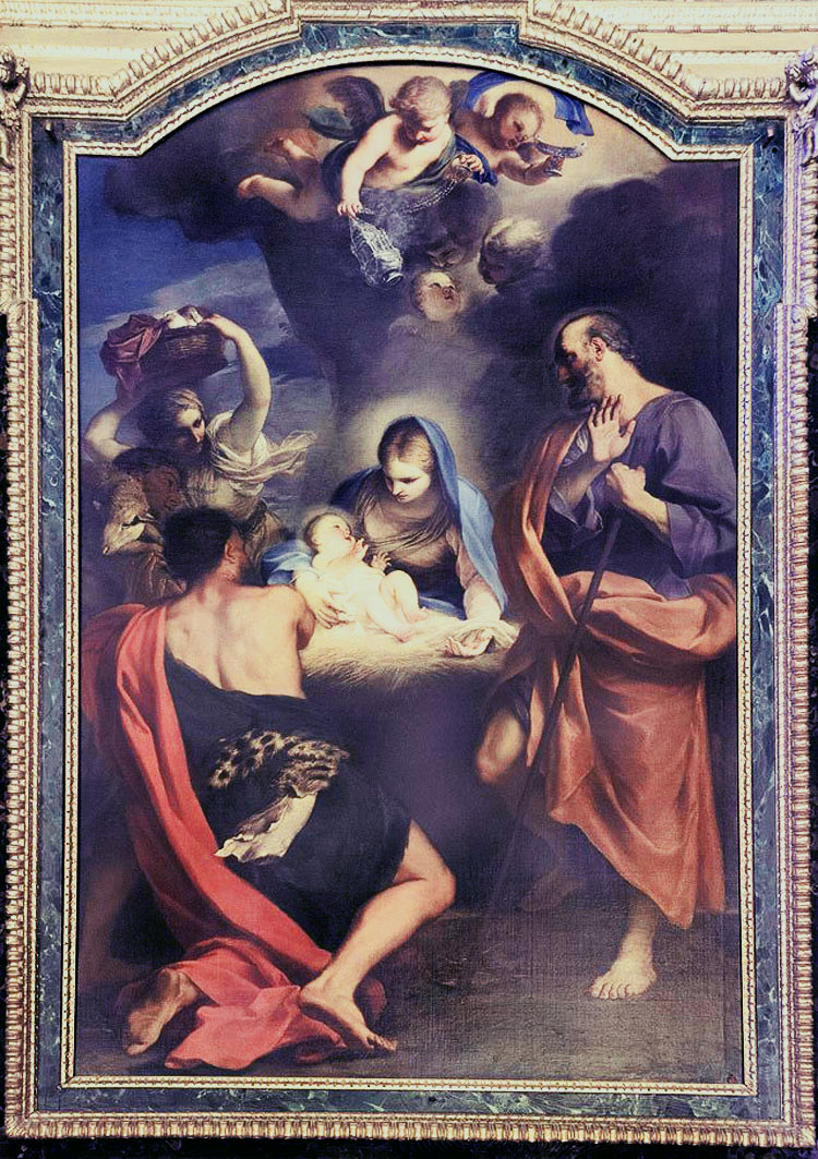 Carlo Maratta, NativitÃ  (1650-1660; olio su tela; Roma, San Giuseppe dei Falegnami)
