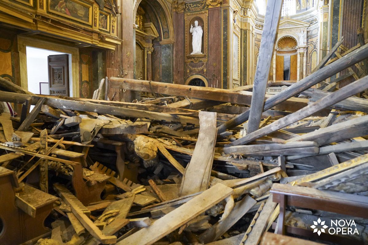 Il crollo. Foto Nova Opera - chiesa di San Giuseppe dei Falegnami
