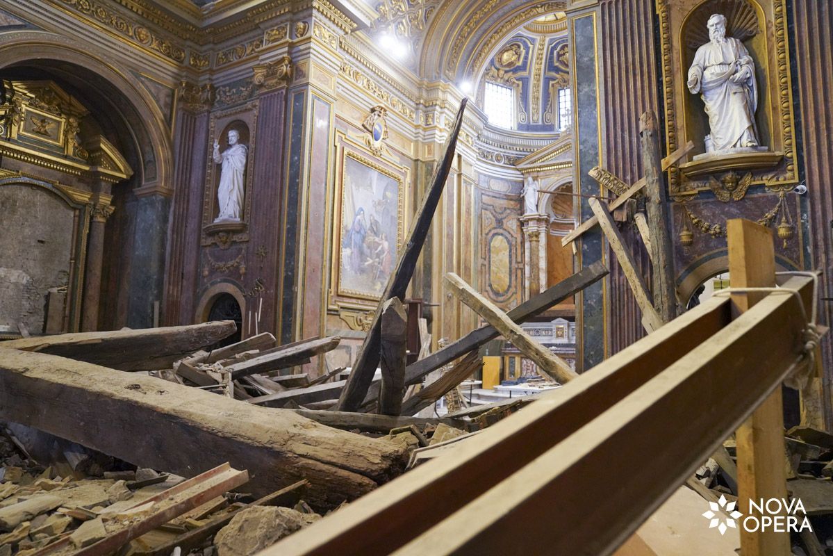 Il crollo. Foto Nova Opera - chiesa di San Giuseppe dei Falegnami
