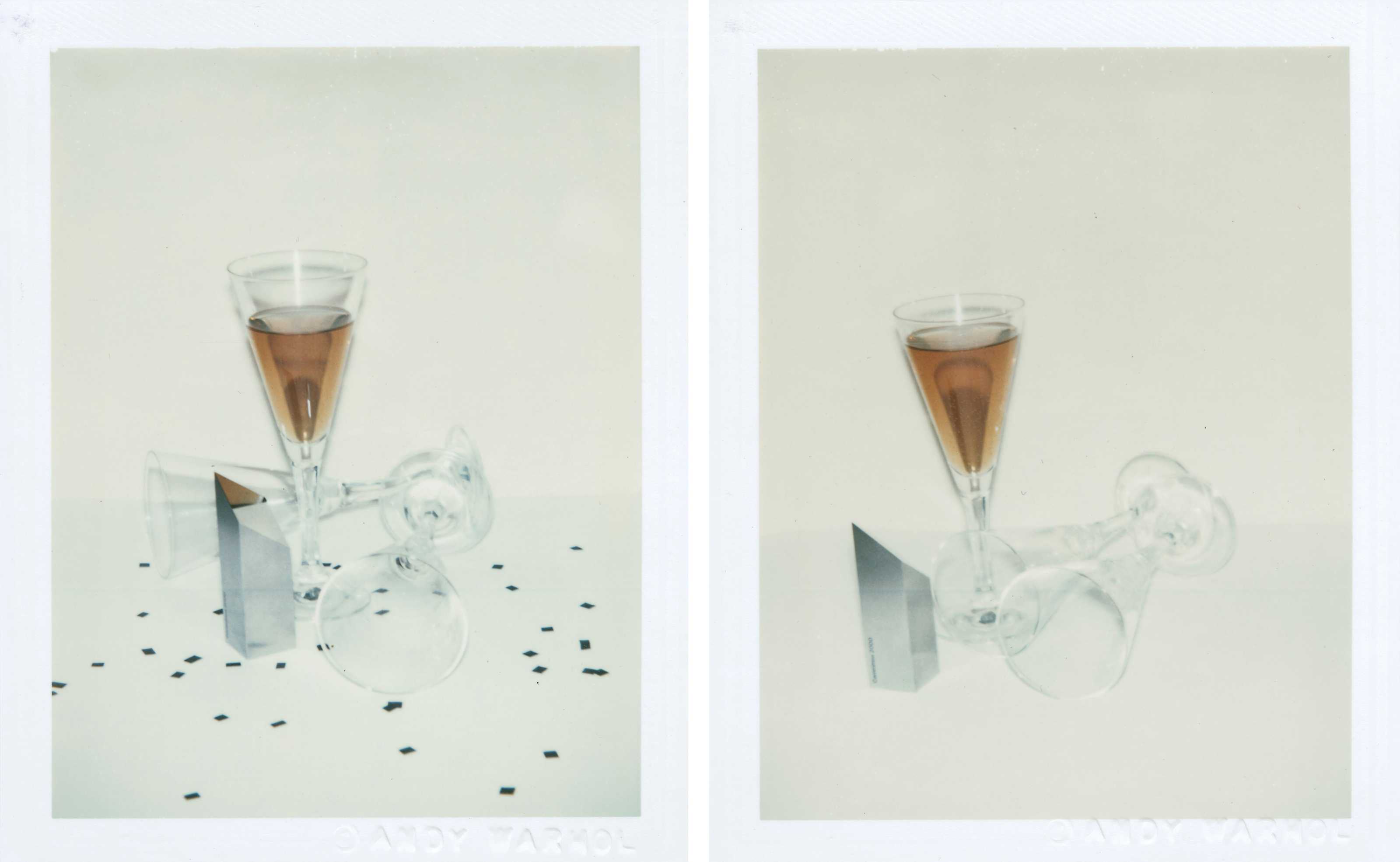 Andy Warhol, Committee 2000 Champagne Glasses (1982; polaroid uniche, 10,8 x 8,6 cm)

