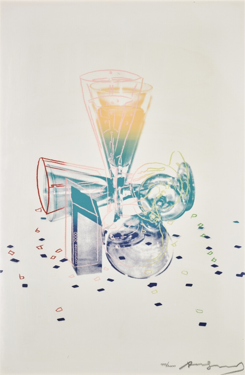 Andy Warhol, Committee 2000 (1982; stampa a colori firmata a matita, esemplare 993/2000, 764 x 510 mm)
