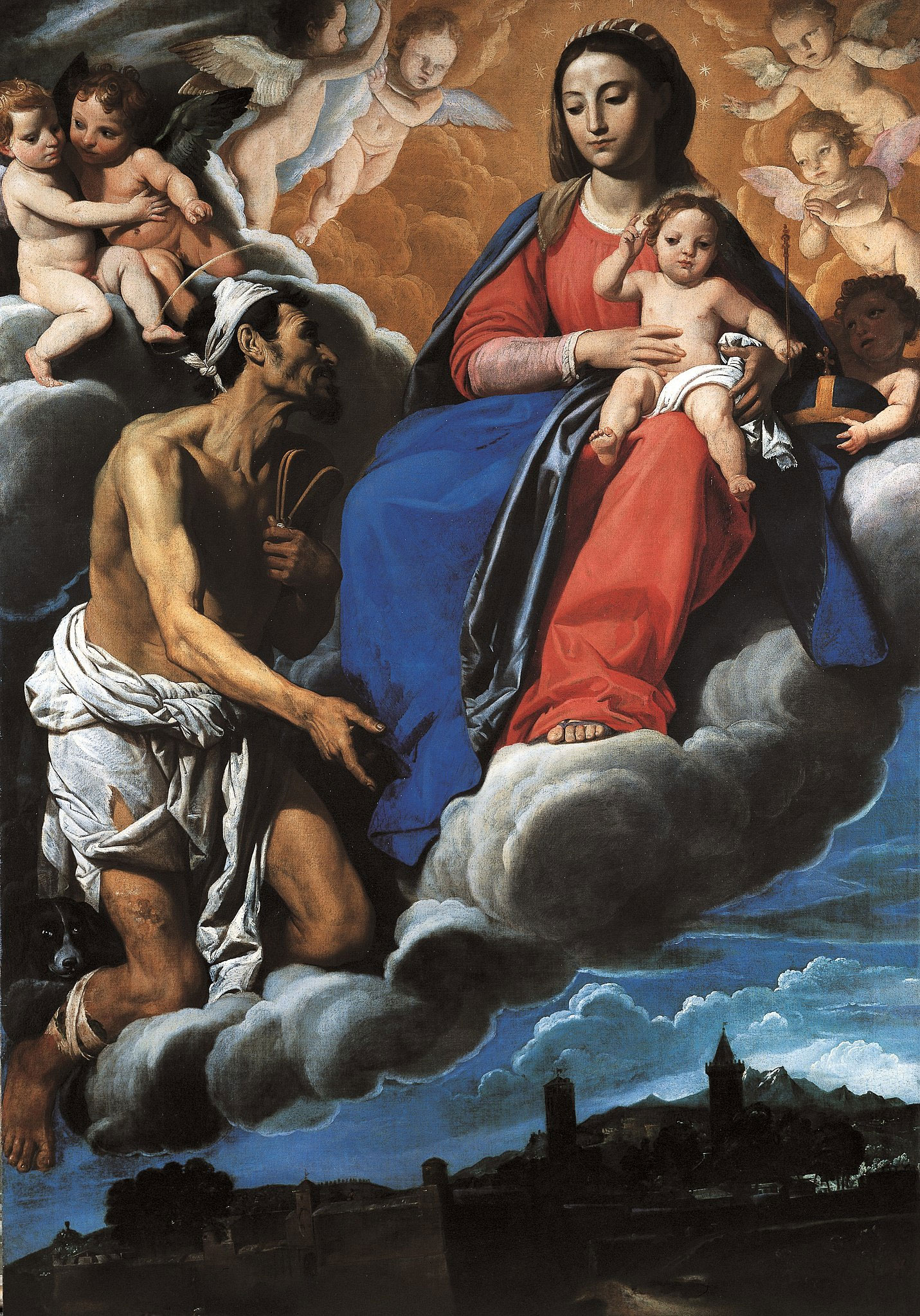 Domenico Fiasella, San Lazzaro implora la Vergine per la cittÃ  di Sarzana (1616; olio su tela, 213 x 149 cm; Sarzana, San Lazzaro)
